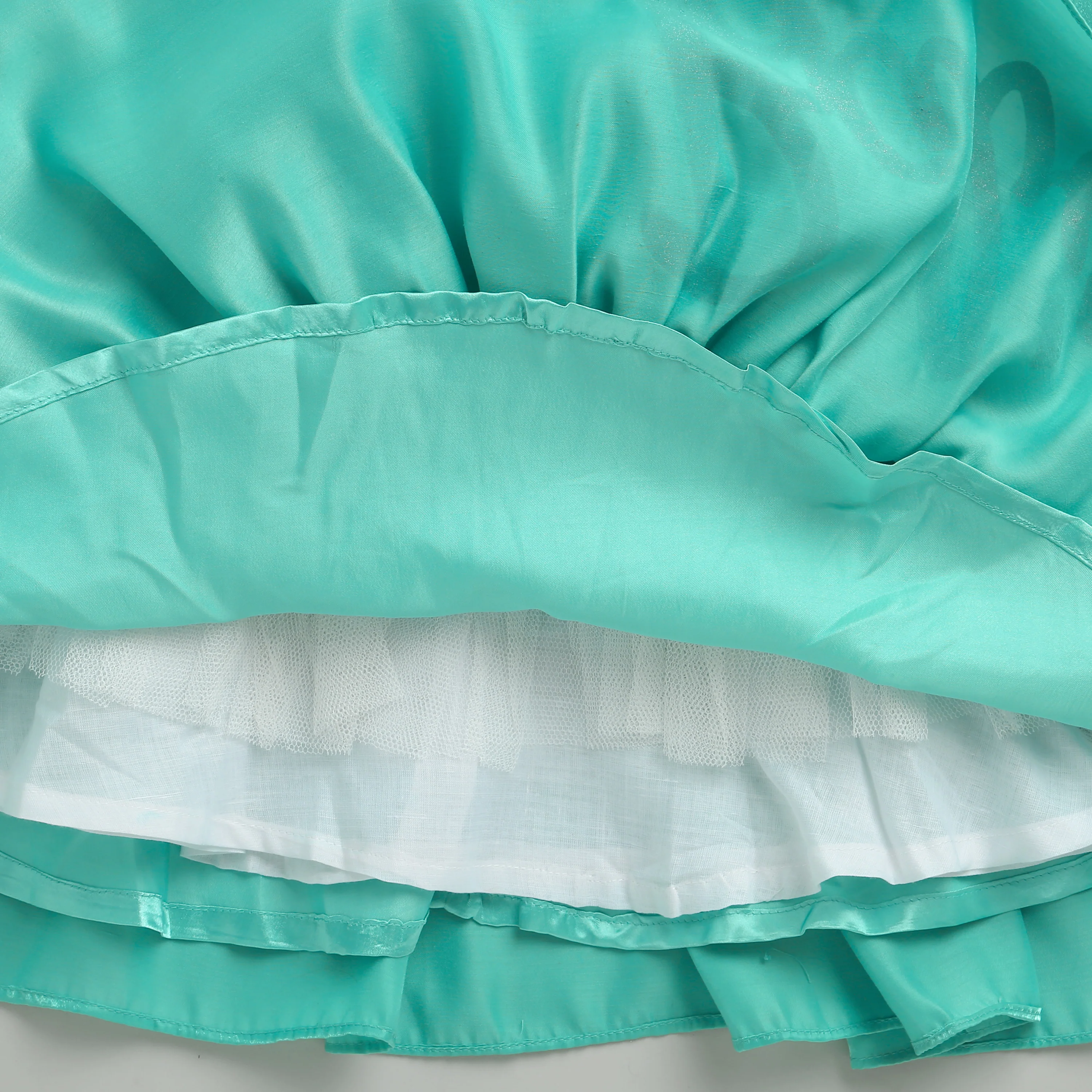 Barbie Aqua Satin Layered Peplum Party Dress BAF231 - Image 11