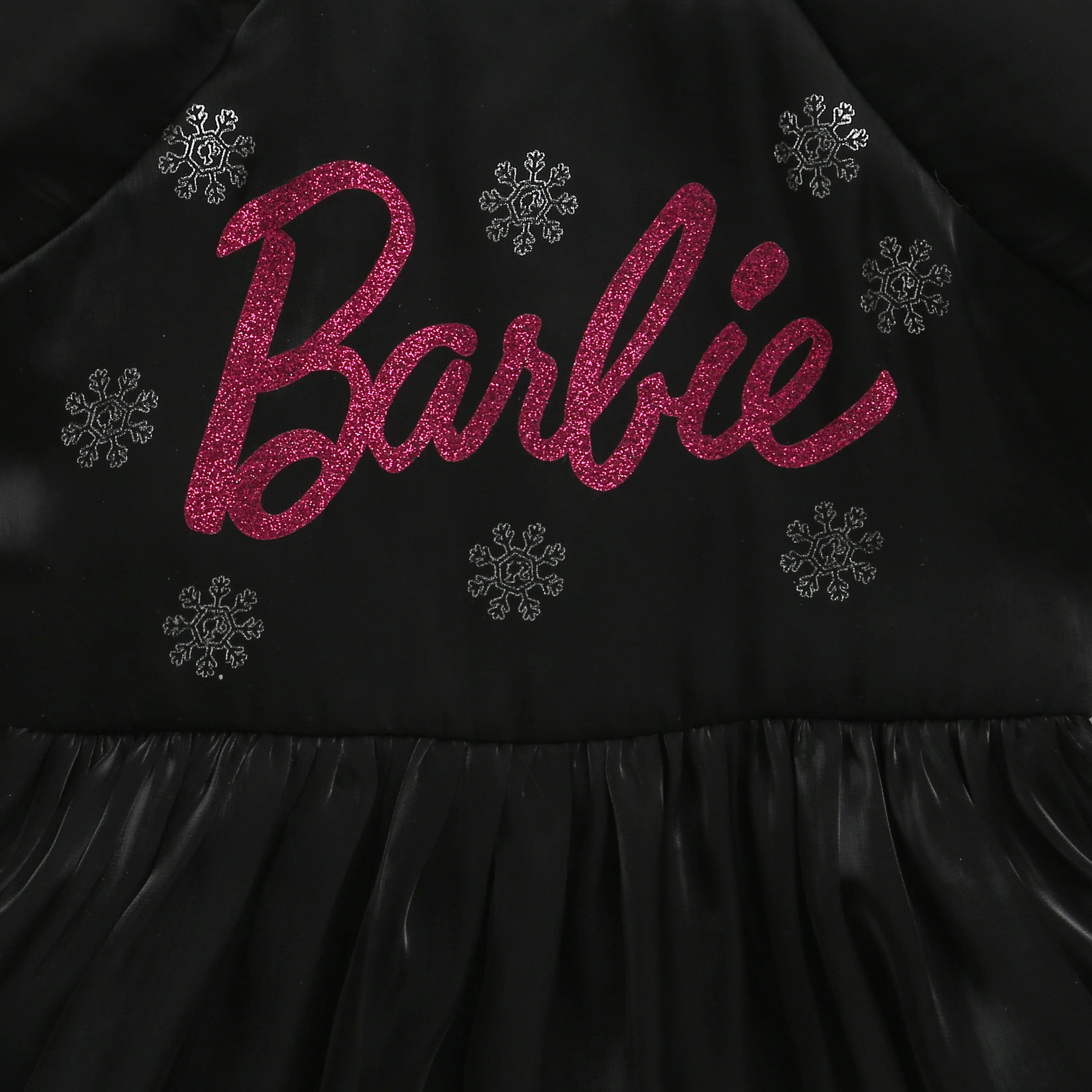 Barbie Black Satin Puff Sleeve Party Dress BAF236 - Image 5
