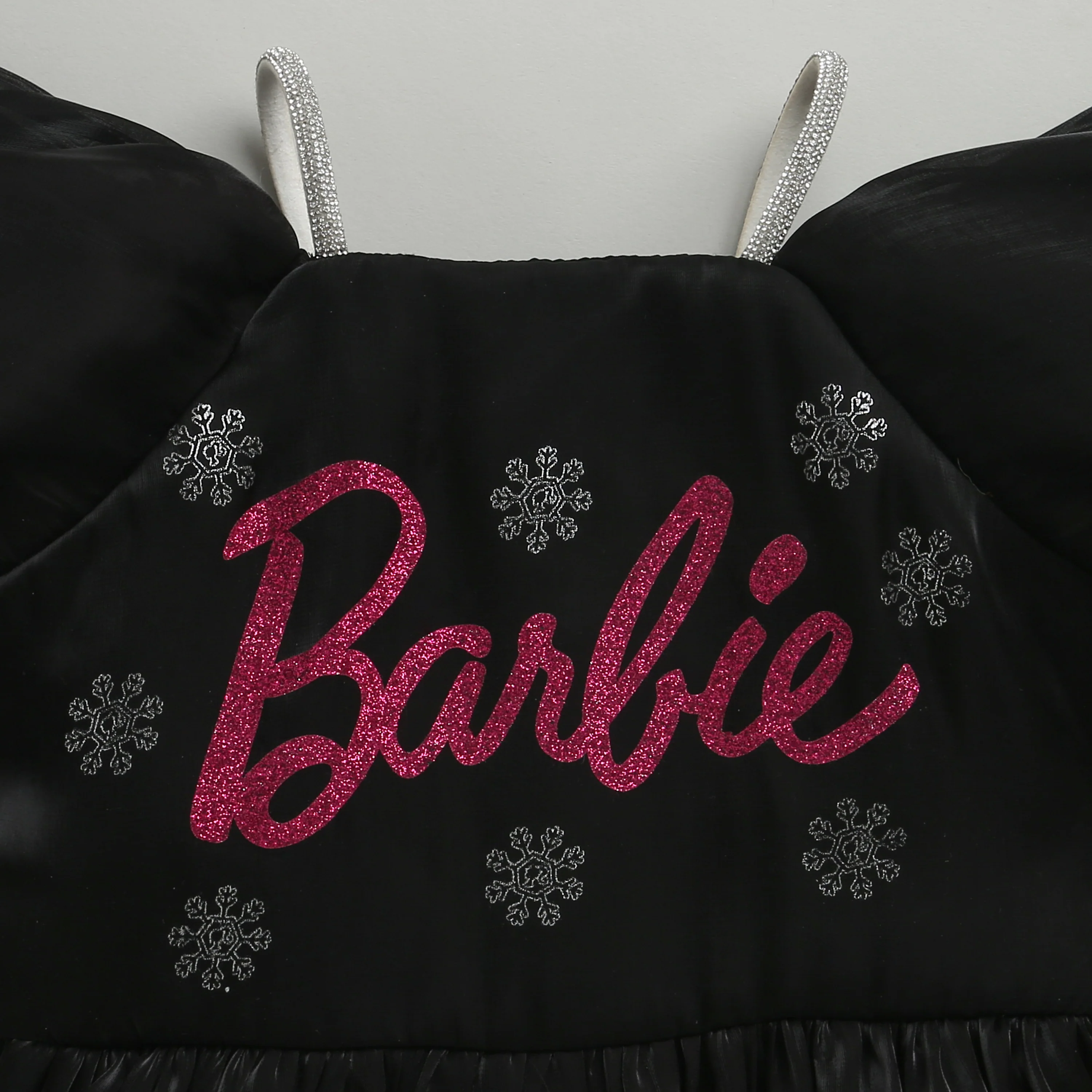 Barbie Black Satin Puff Sleeve Party Dress BAF236 - Image 6
