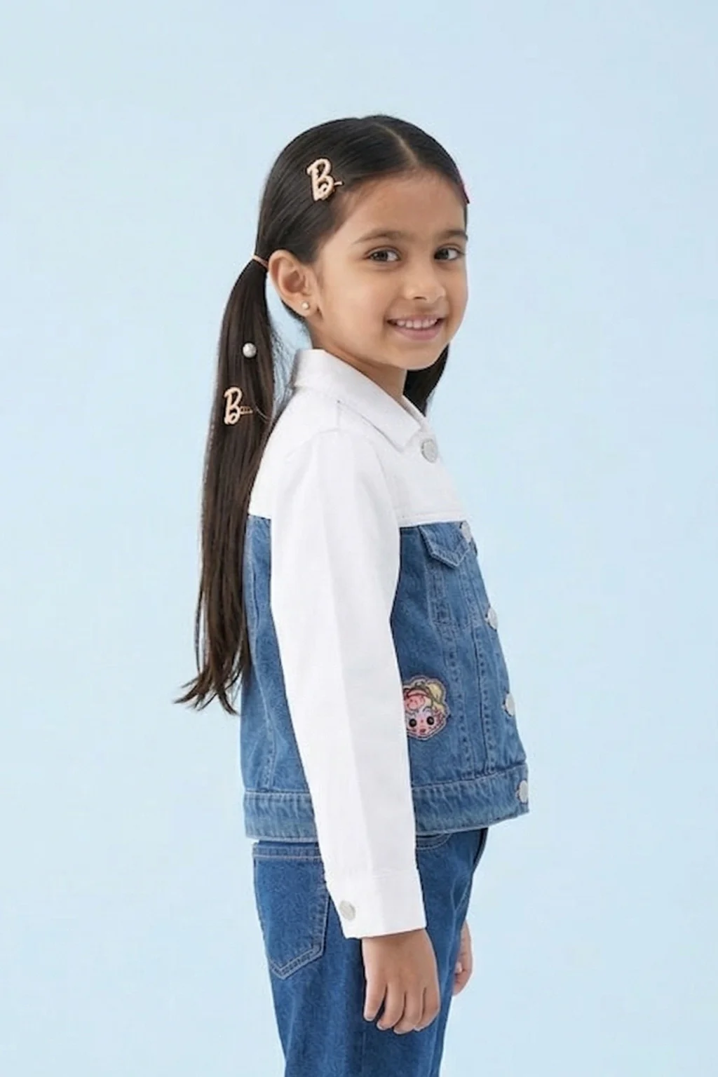 Barbie Blue And White Contrast Denim Jacket BAJ2049 - Image 3