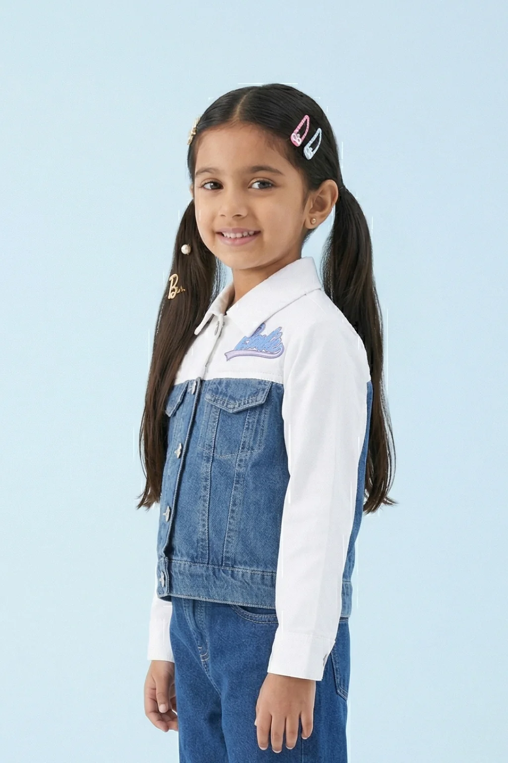 Barbie Blue And White Contrast Denim Jacket BAJ2049 - Image 4
