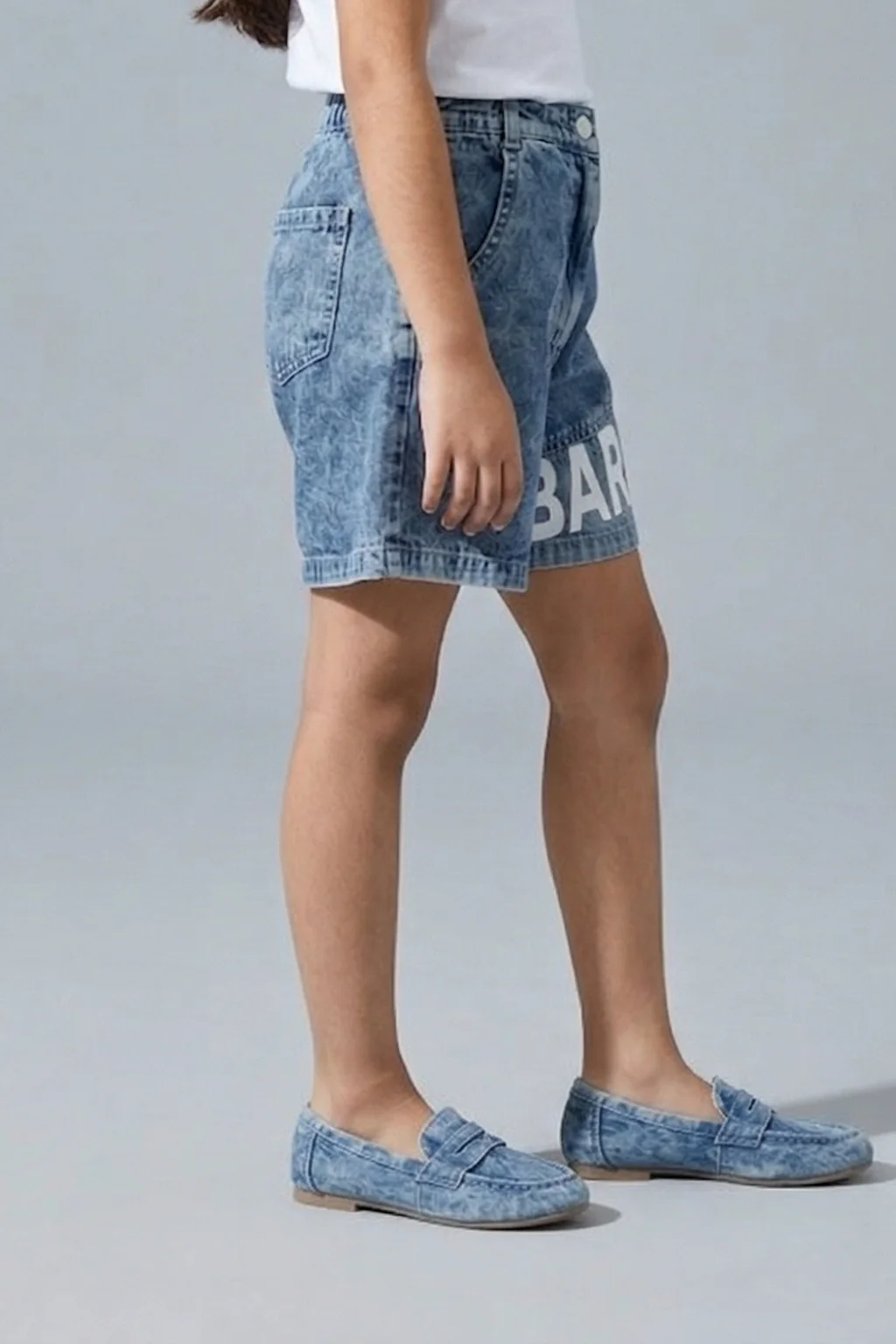 Barbie Blue Denim Logo Shorts BAH617 - Image 3