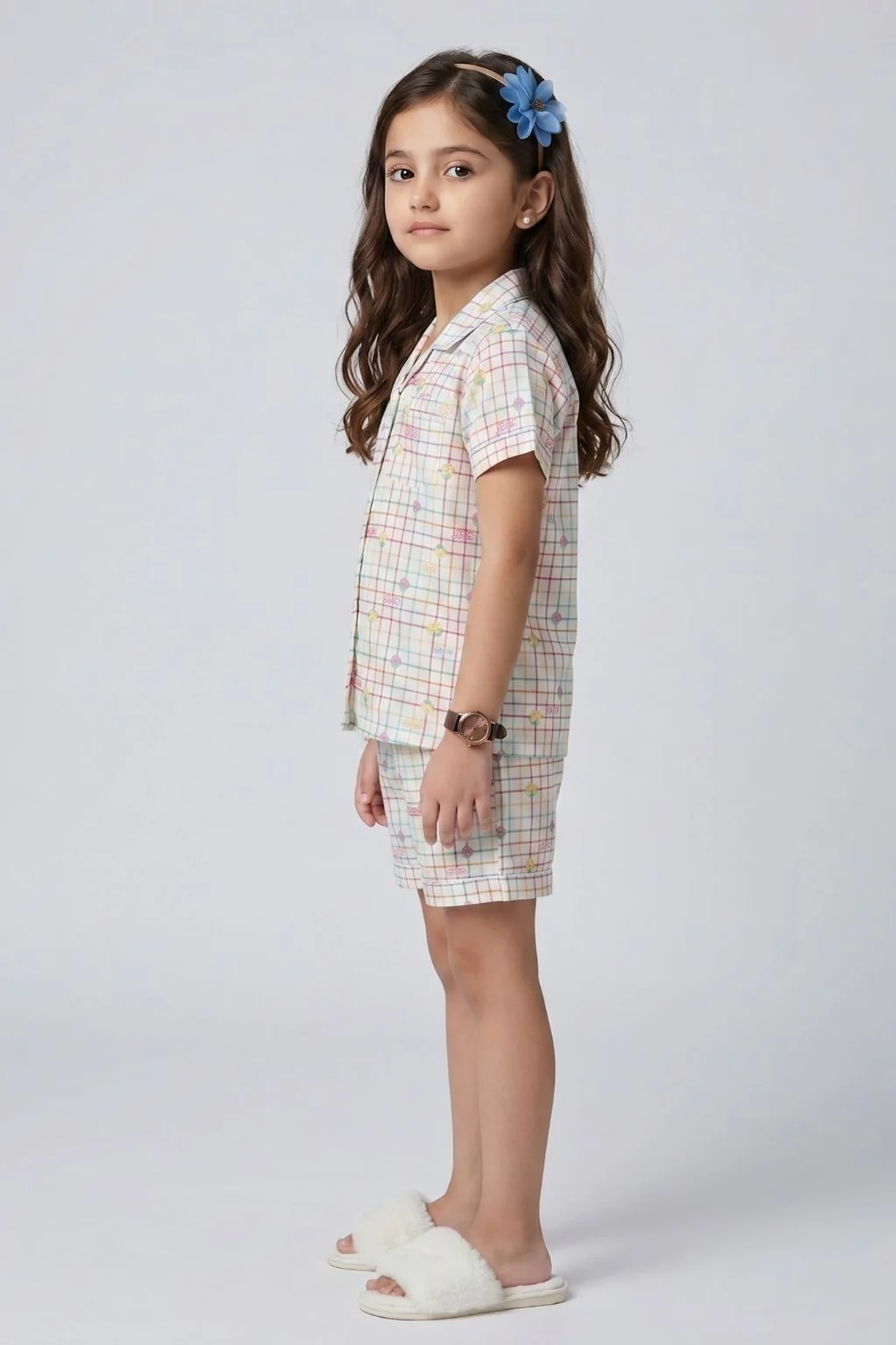 Barbie Check Print Cotton Nightsuit Set BANS0055 - Image 4