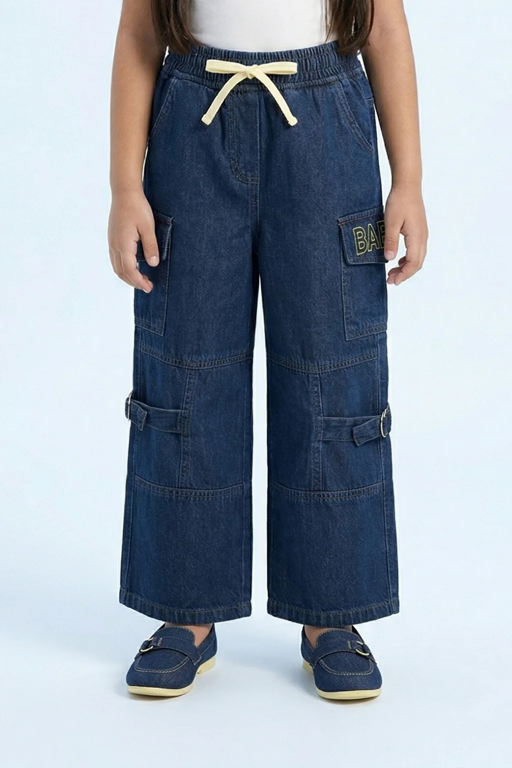Barbie Dark Blue Wide-Leg Denim Cargo Pants BAP555