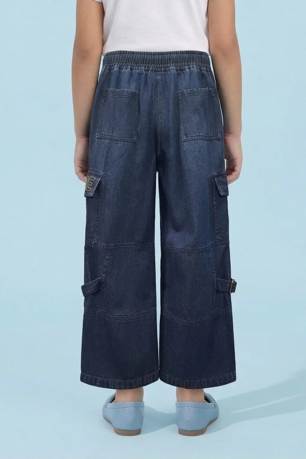 Barbie Dark Blue Wide-Leg Denim Cargo Pants BAP555 - Image 2