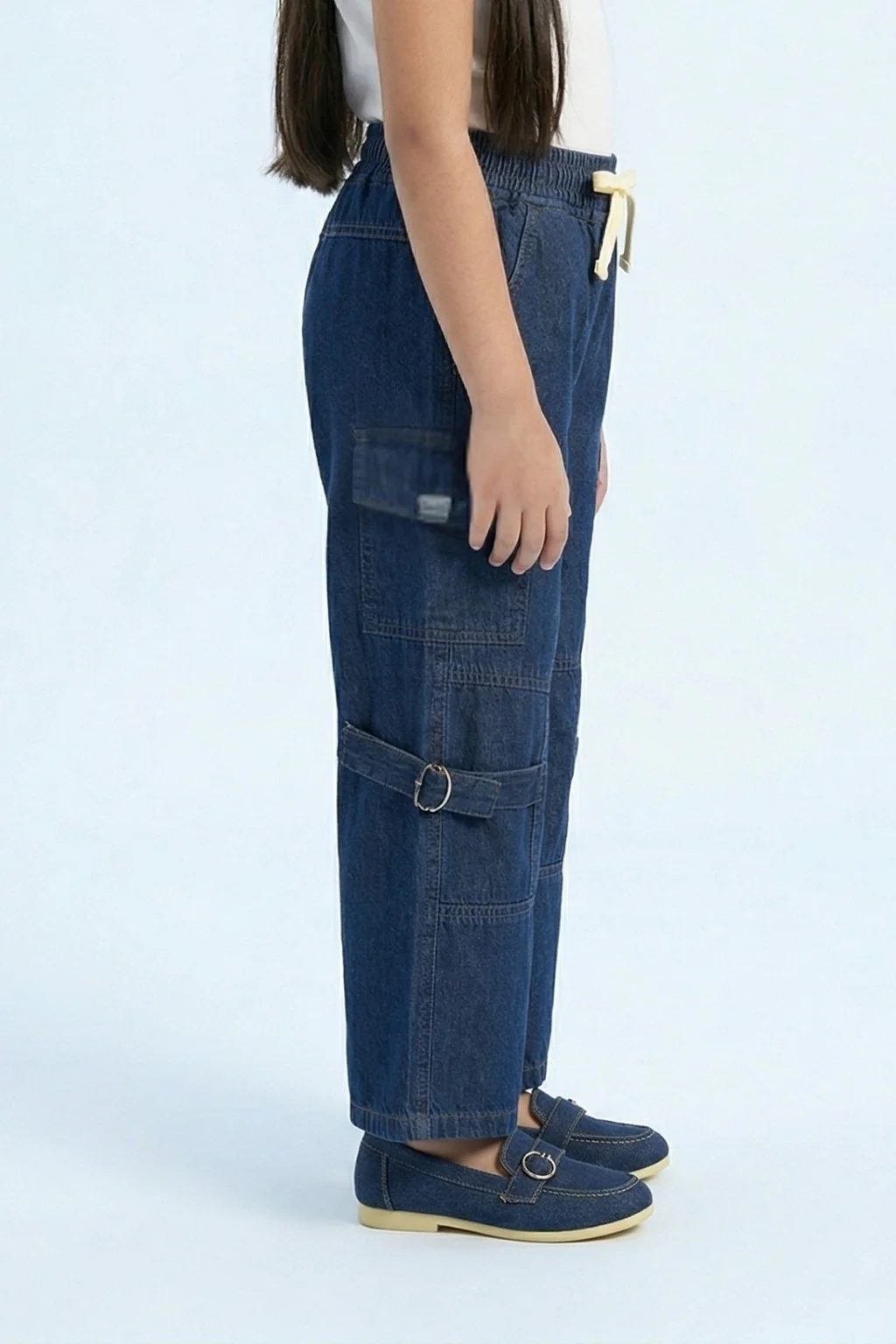 Barbie Dark Blue Wide-Leg Denim Cargo Pants BAP555 - Image 4