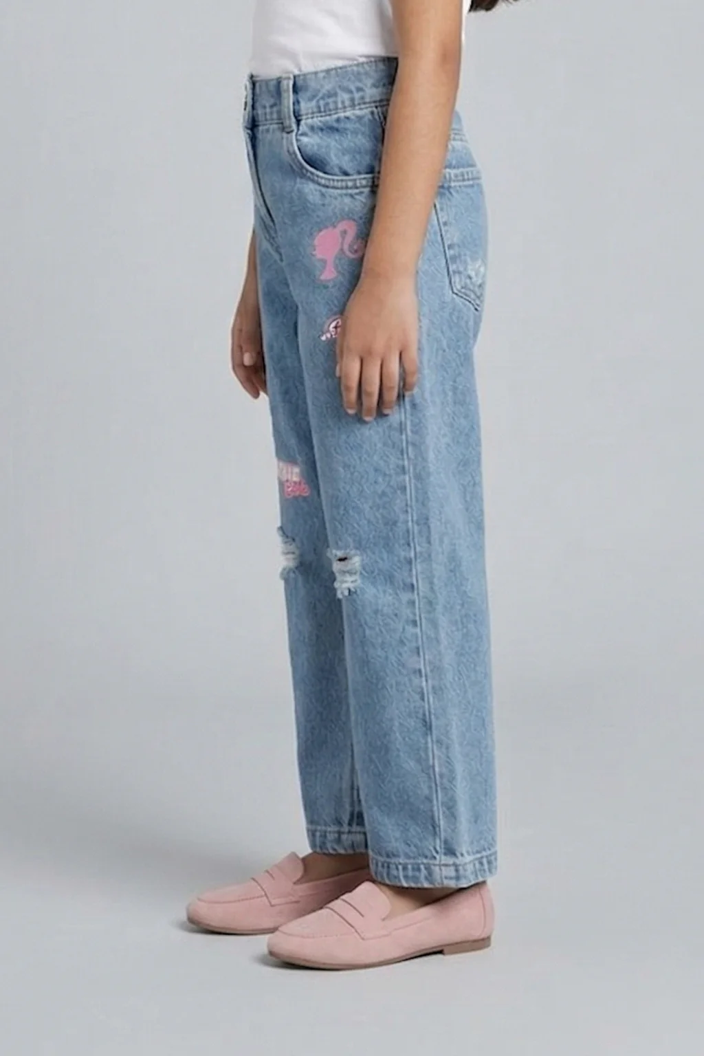 Barbie Distressed Patchwork Light Blue Jeans BAP504 - Image 2