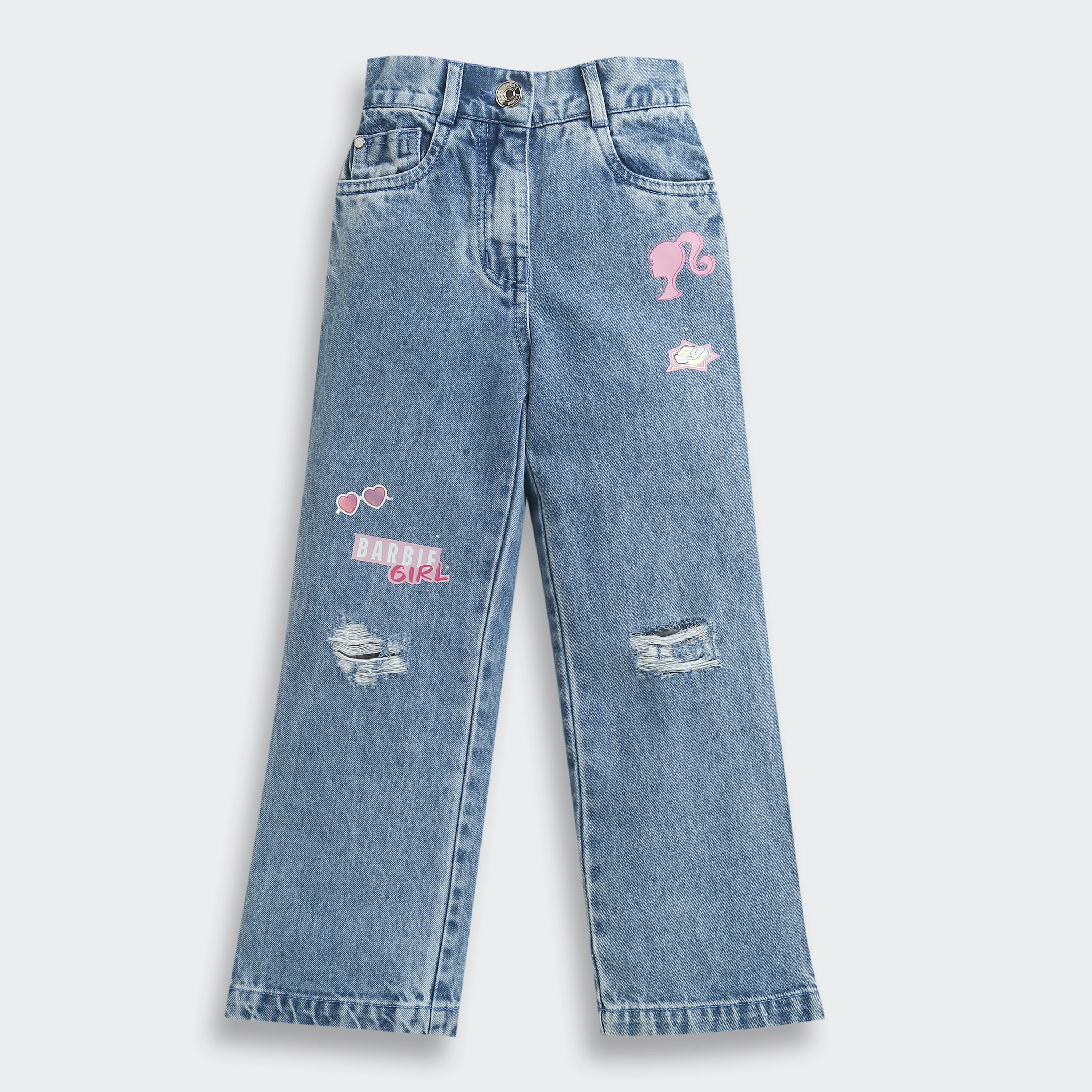 Barbie Distressed Patchwork Light Blue Jeans BAP504 - Image 4