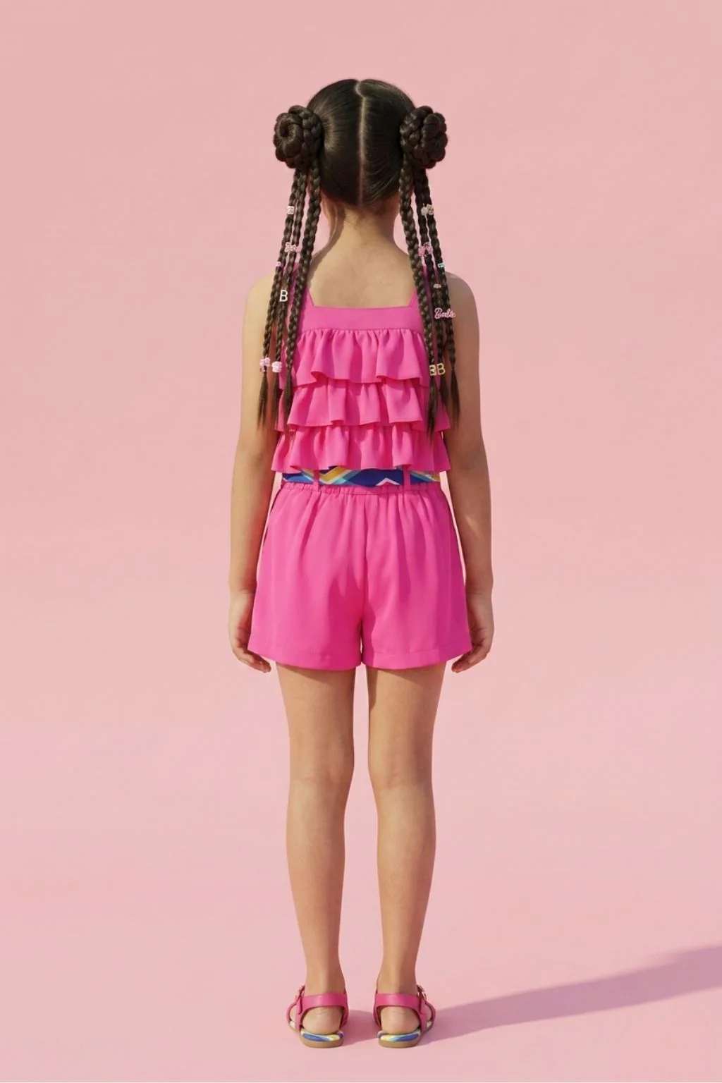 Barbie Ruffle Top & Shorts Set for Girls – Stylish Casual Wear - Image 2