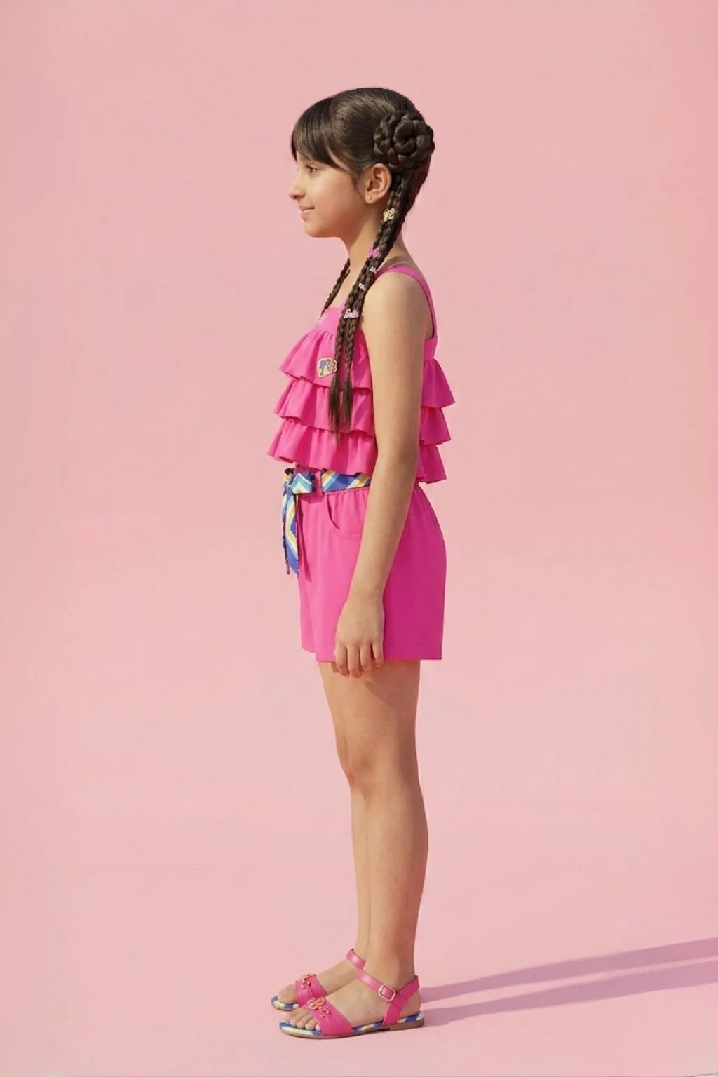 Barbie Ruffle Top & Shorts Set for Girls – Stylish Casual Wear - Image 3