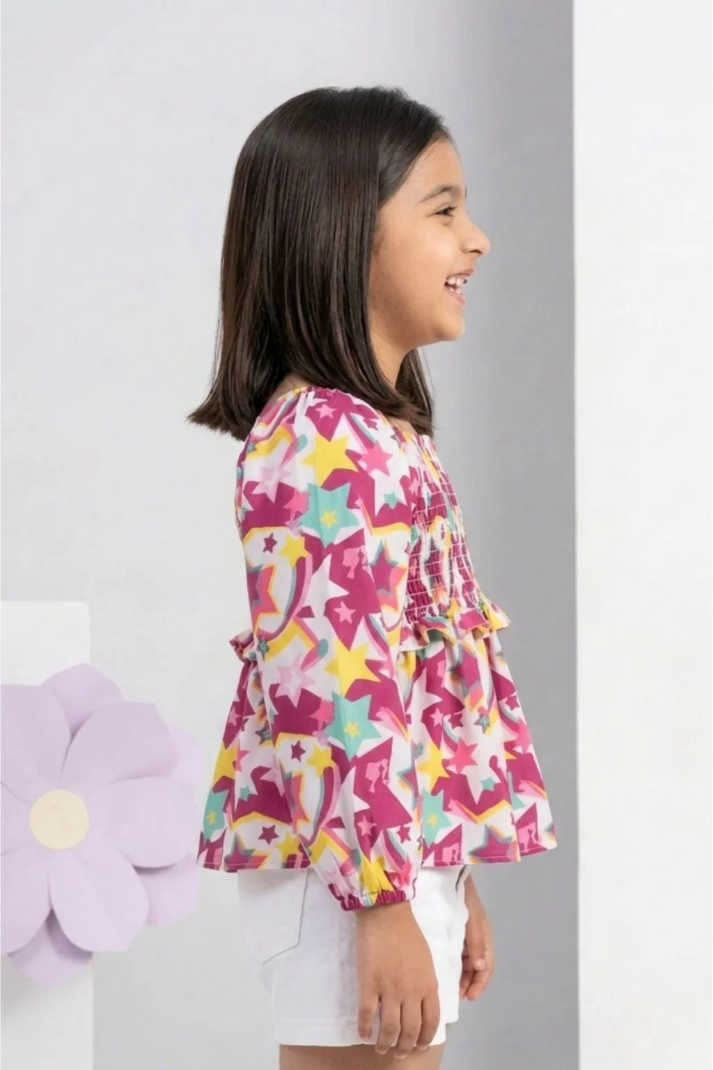 Barbie Floral Smocked Crop Top BATP2059 - Image 3