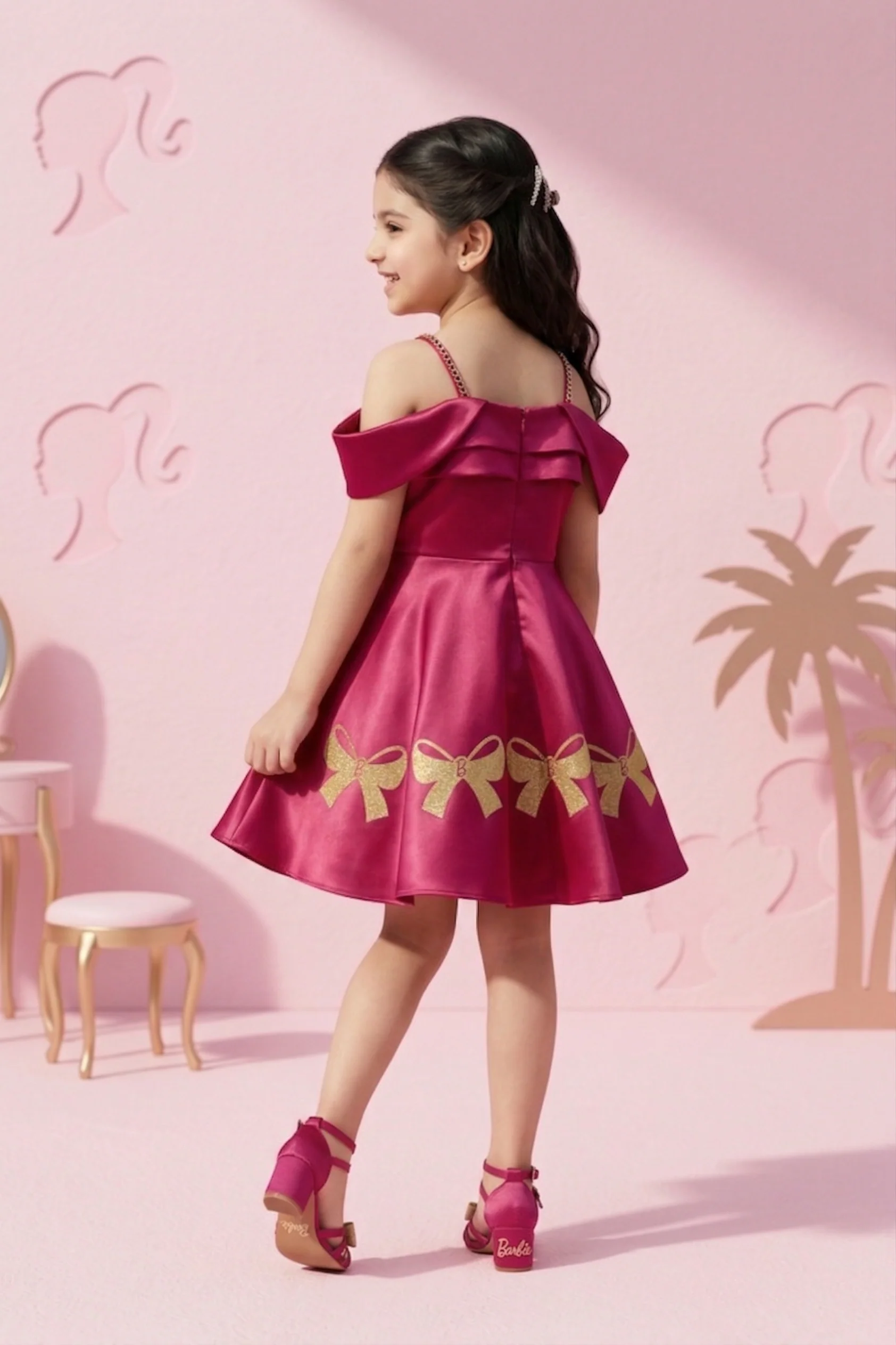 Barbie Girl Pink Bow Party Dress BAF312 - Image 2