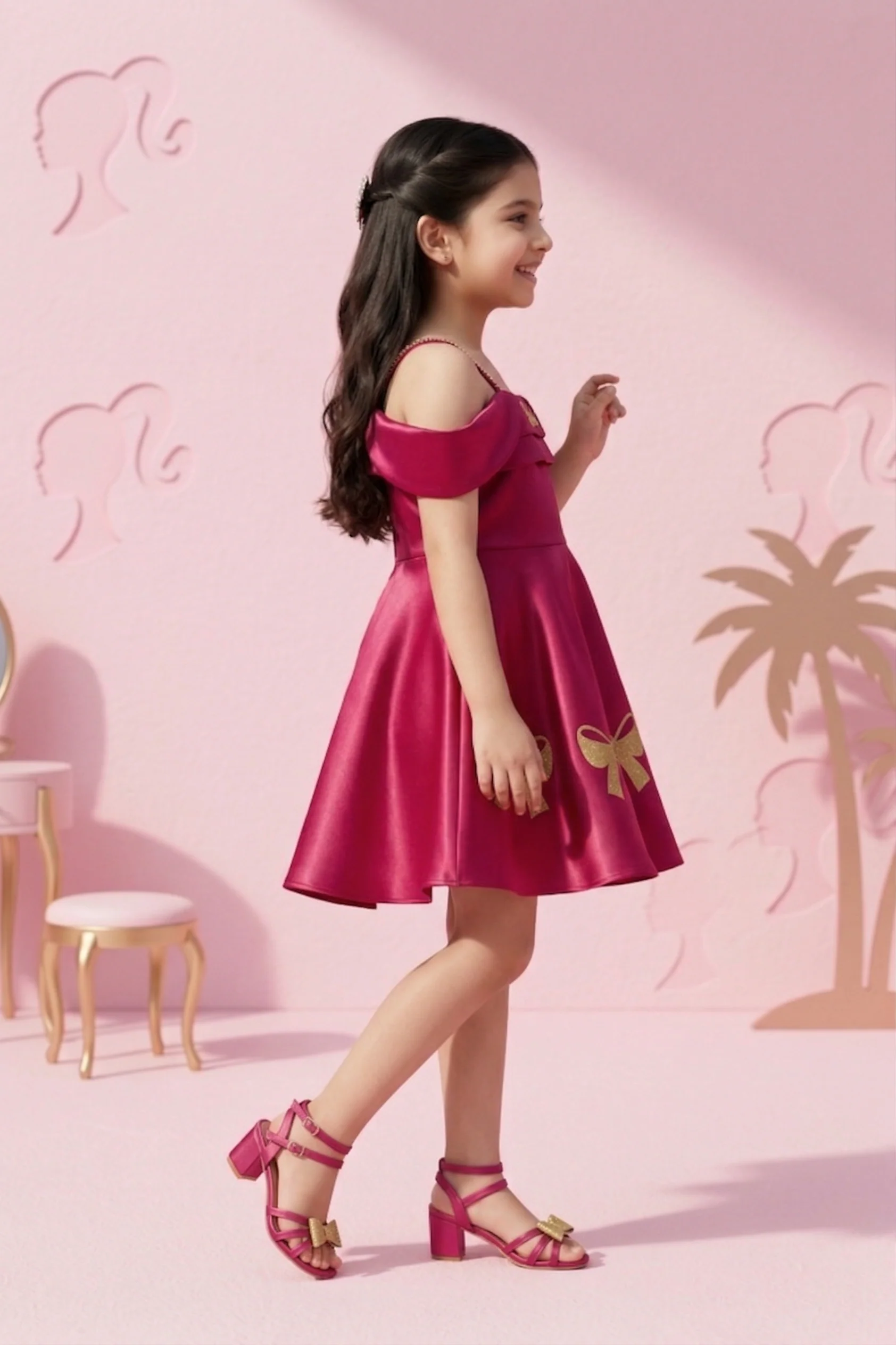 Barbie Girl Pink Bow Party Dress BAF312 - Image 5
