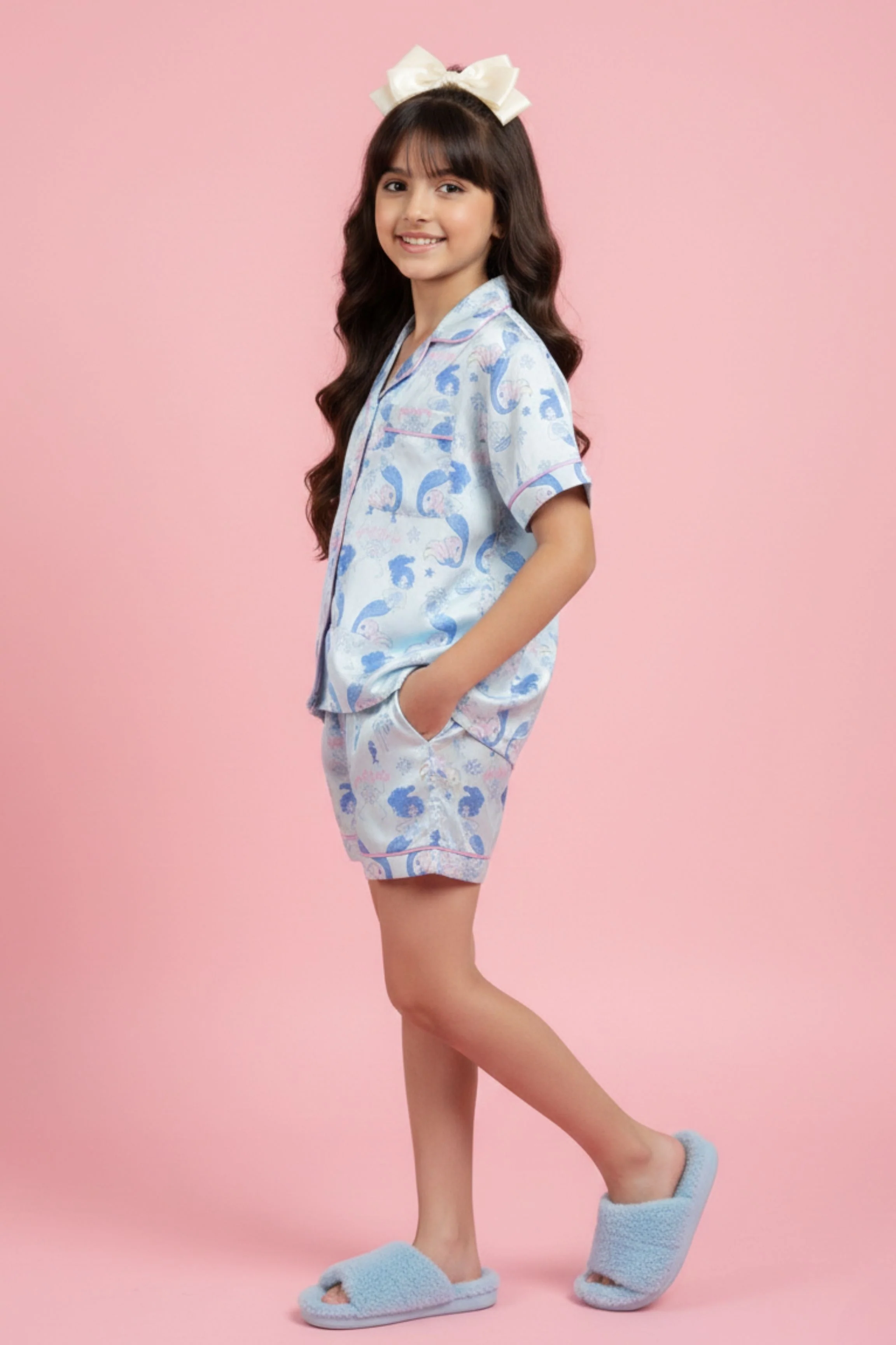 Barbie Girls Blue Mermaid Print Night Suit Set BANS0035 - Image 4