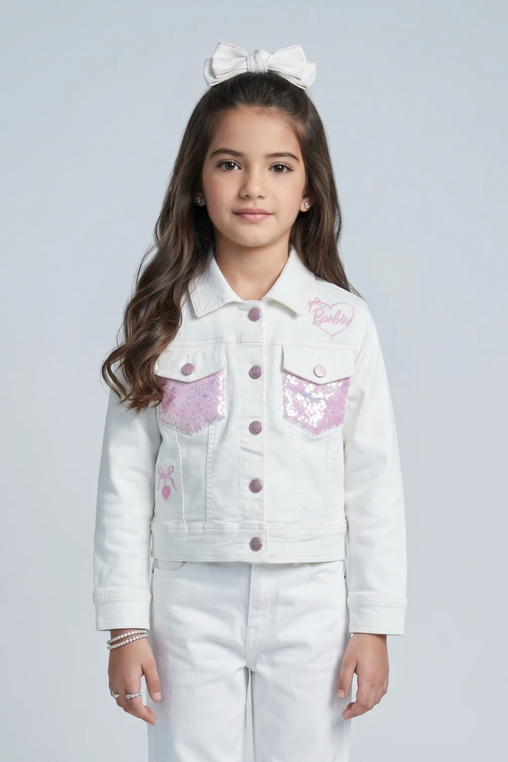 Barbie Girls White Denim Jacket BAJ2077 - Image 3