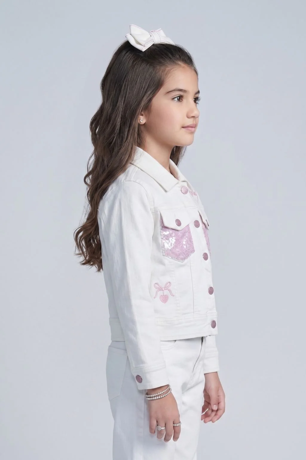 Barbie Girls Denim White Jacket BAJ2077 - Image 4