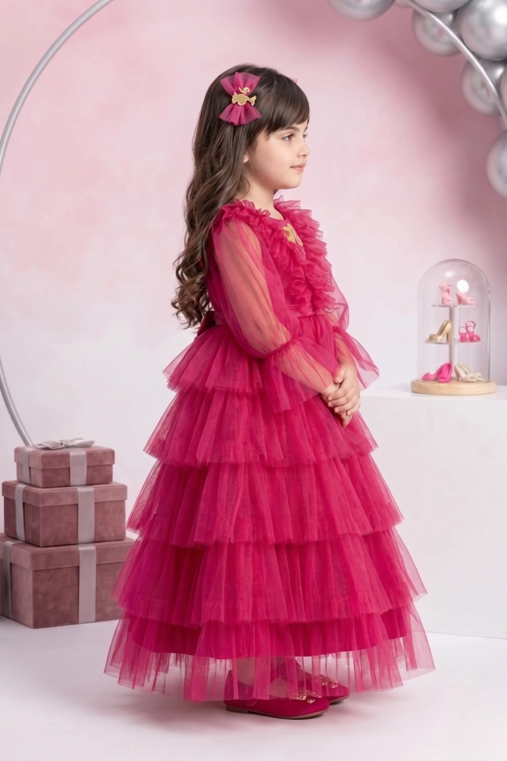 Barbie Girls Hot Pink Layered Tulle Gown Dress BAG433 - Image 3