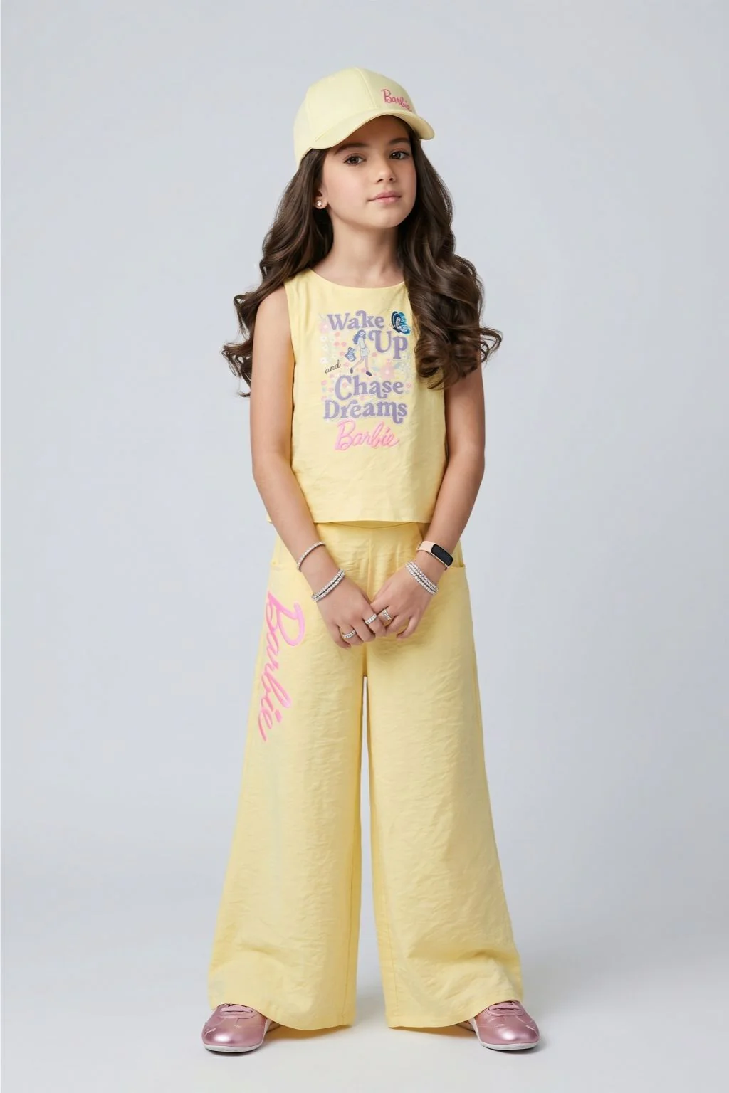 Barbie Girls Light Lemon Sleeveless Co-ord Set BASET512 - Image 3