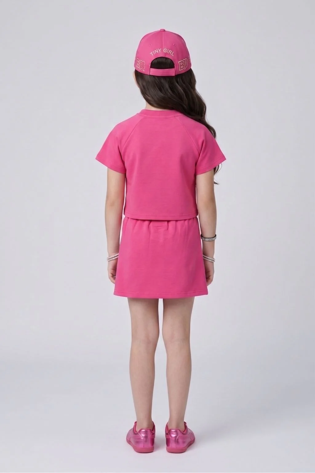 Barbie Girls Pink Crop Top & Skirt Set BASET492 - Image 2