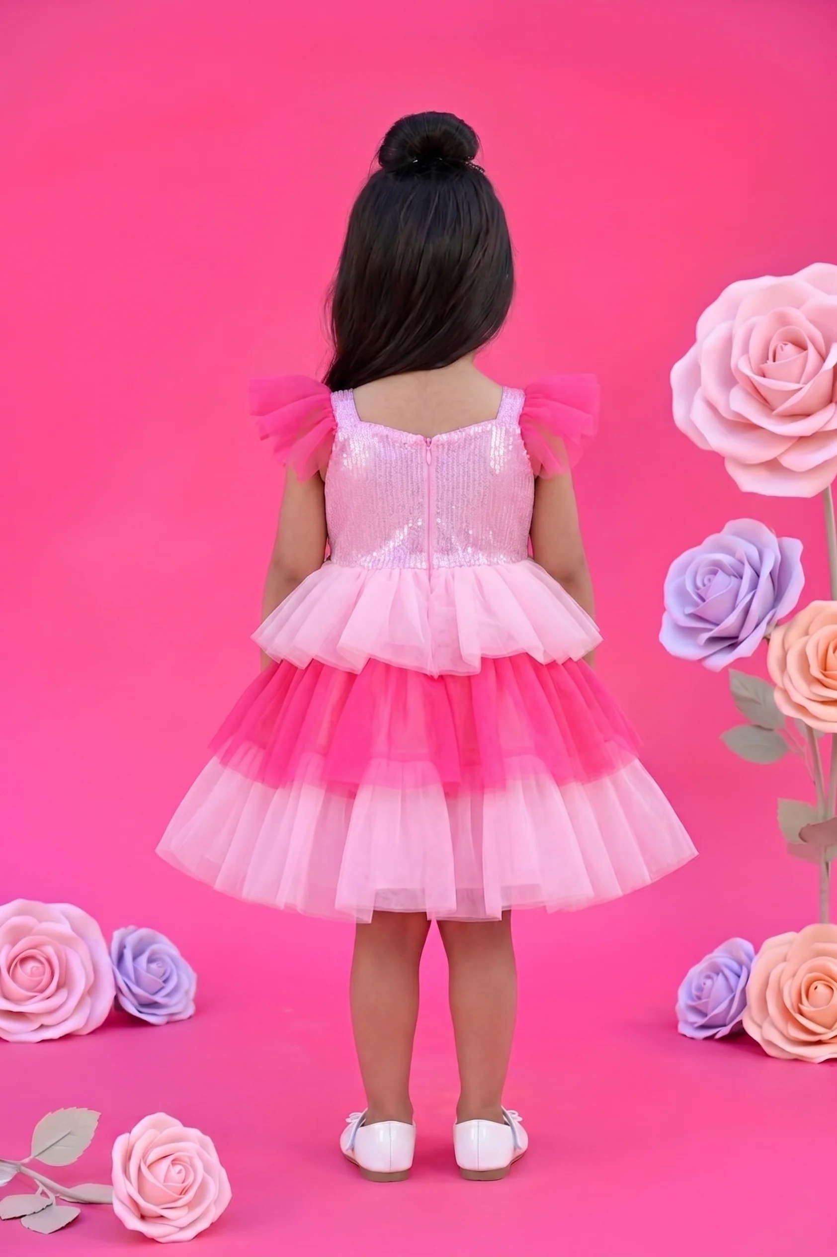 Barbie Girls Pink Sequin Tulle Party Dress BAF204 - Image 2