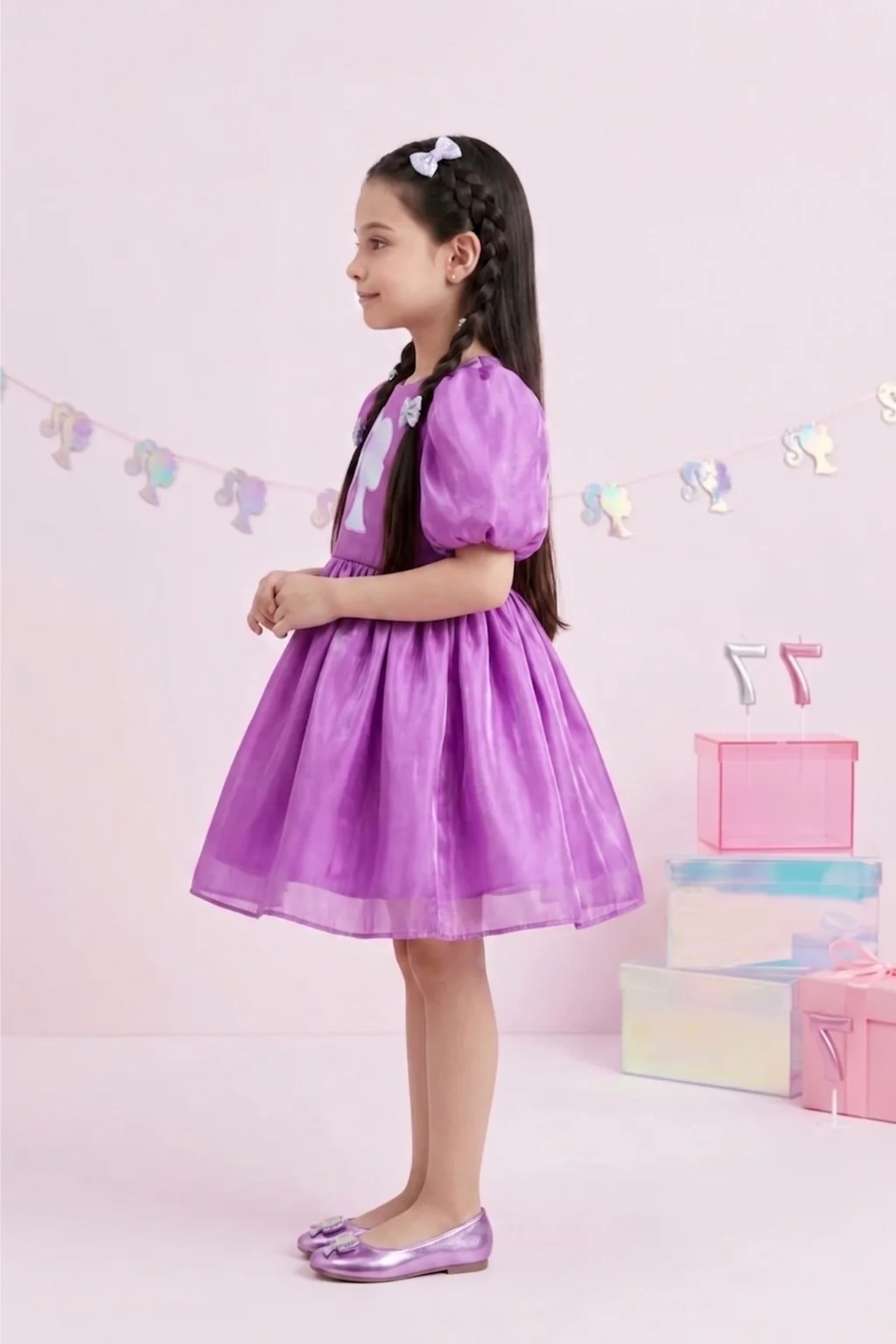 Barbie Girls Puff Sleeve Party Dress BAF223 - Image 3