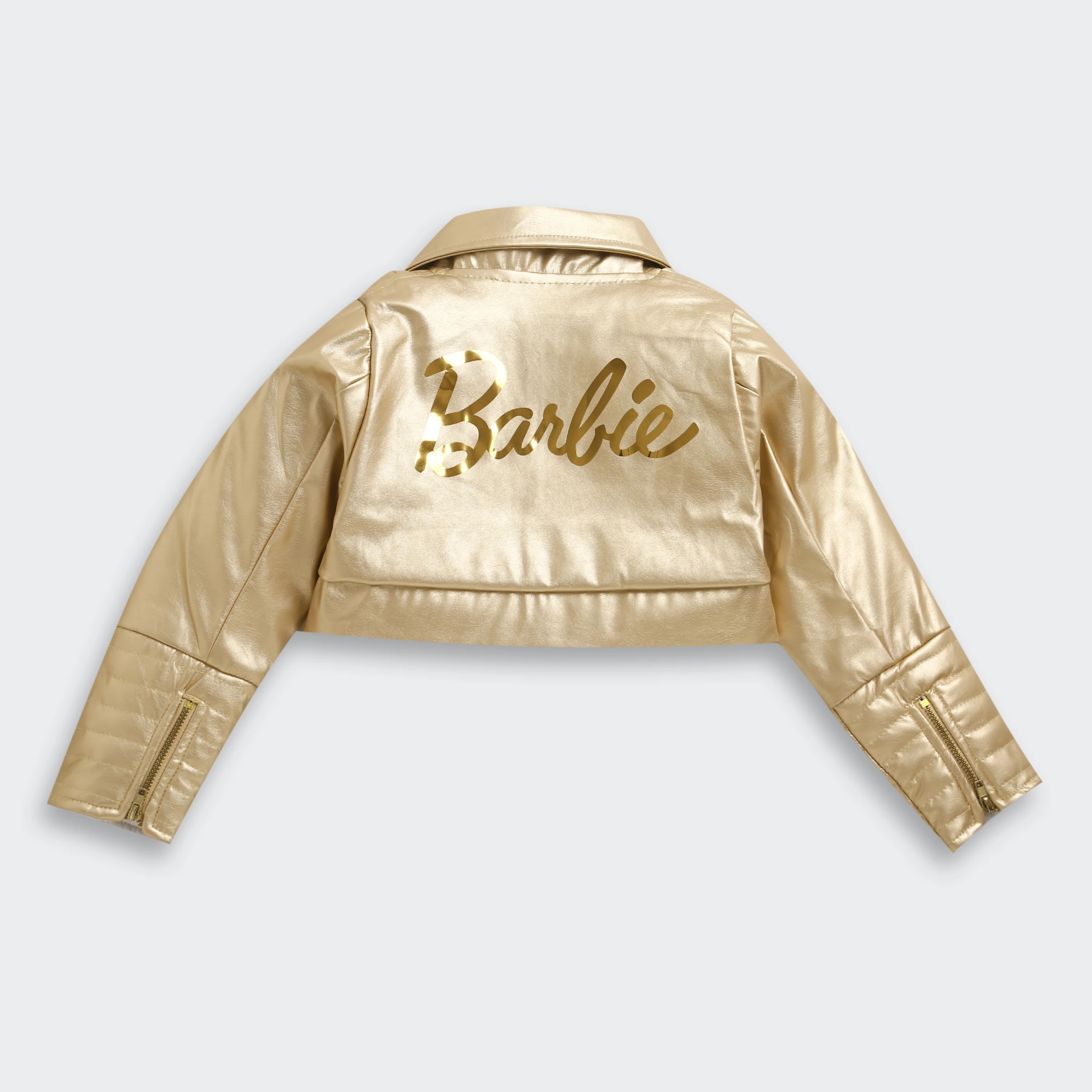 Barbie Gold Metallic Cropped Zip Jacket BAJ2053 - Image 6