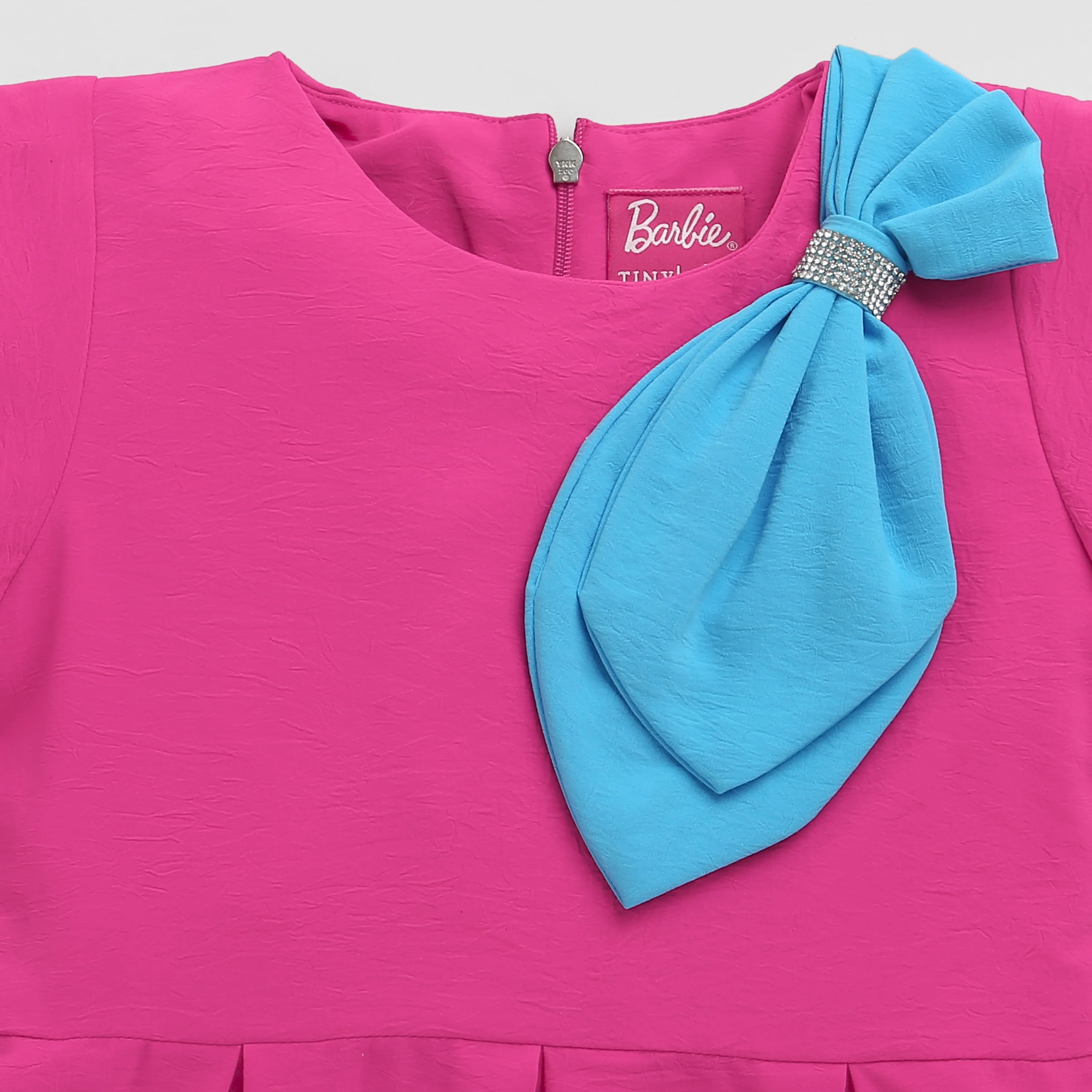 Barbie Hot Pink Crepe Bow Accent Dress BAF230 - Image 9