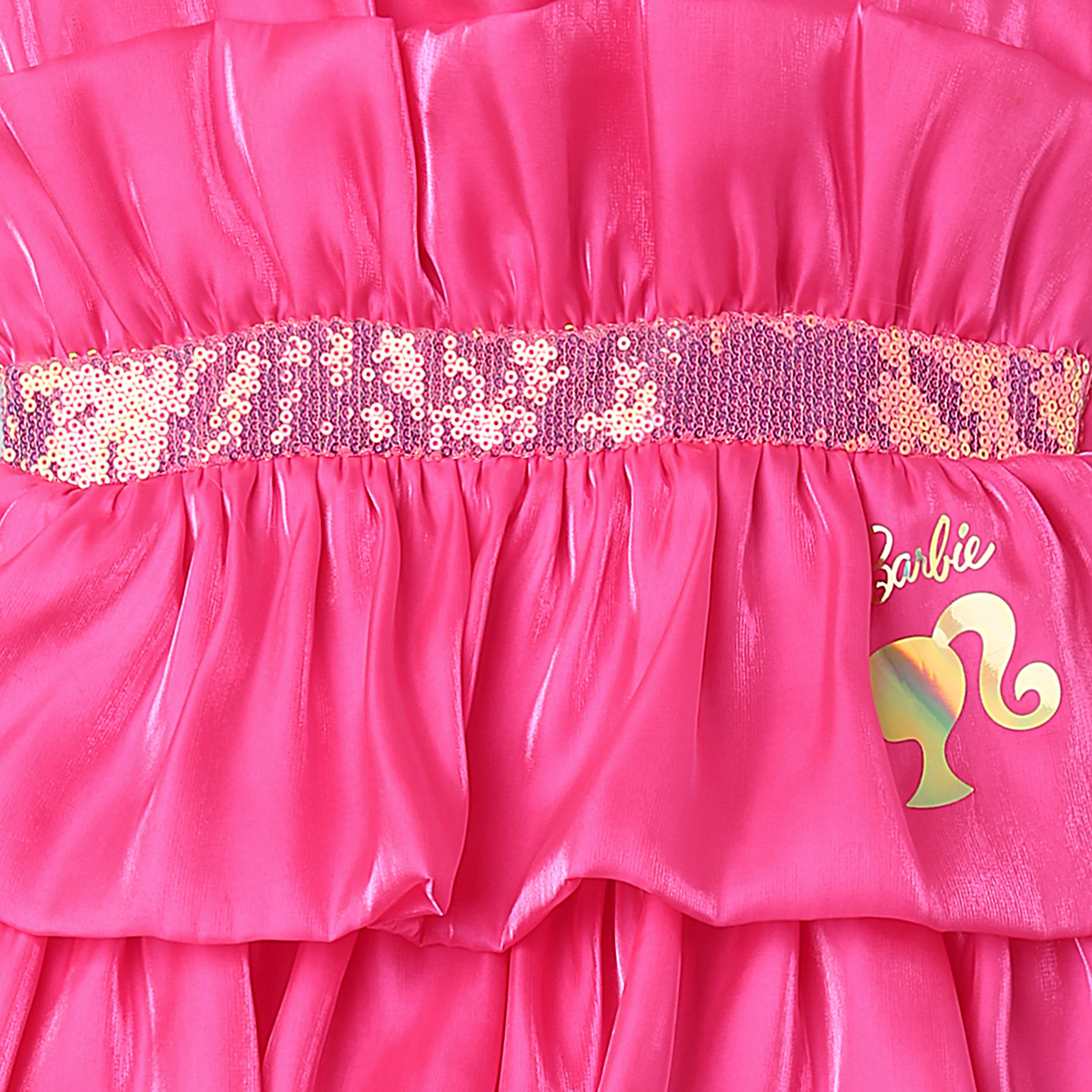 Barbie Hot Pink Satin Layered Sequin Dress BAF217 - Image 7
