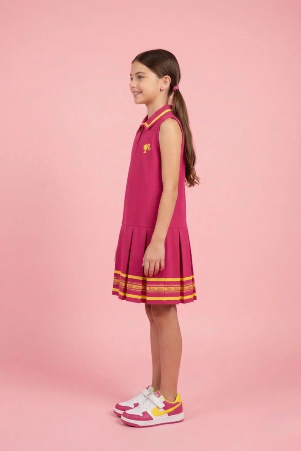 Barbie Hot Pink Sleeveless Pleated Polo Dress BAM1272 - Image 5