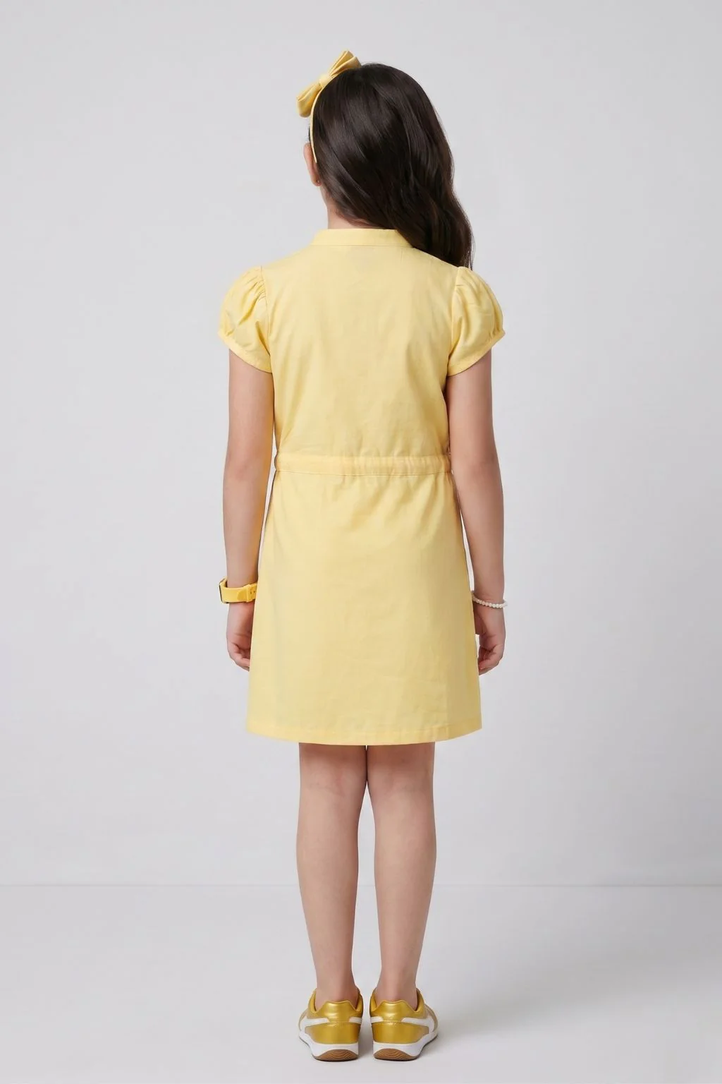 Barbie Lemon Yellow Ruffle Fit and Flare Dress BAM1283 - Image 2