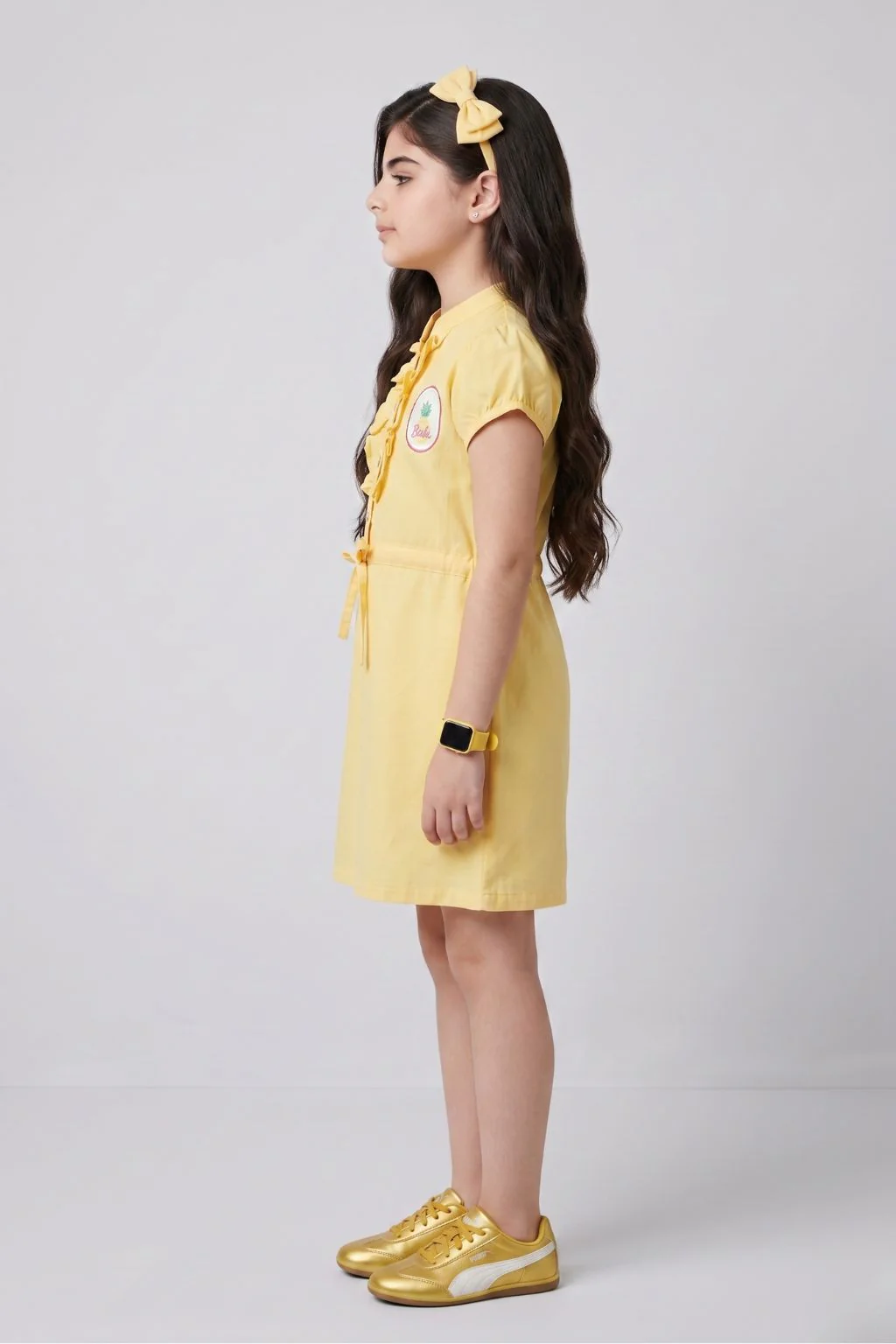 Barbie Lemon Yellow Ruffle Fit and Flare Dress BAM1283 - Image 4