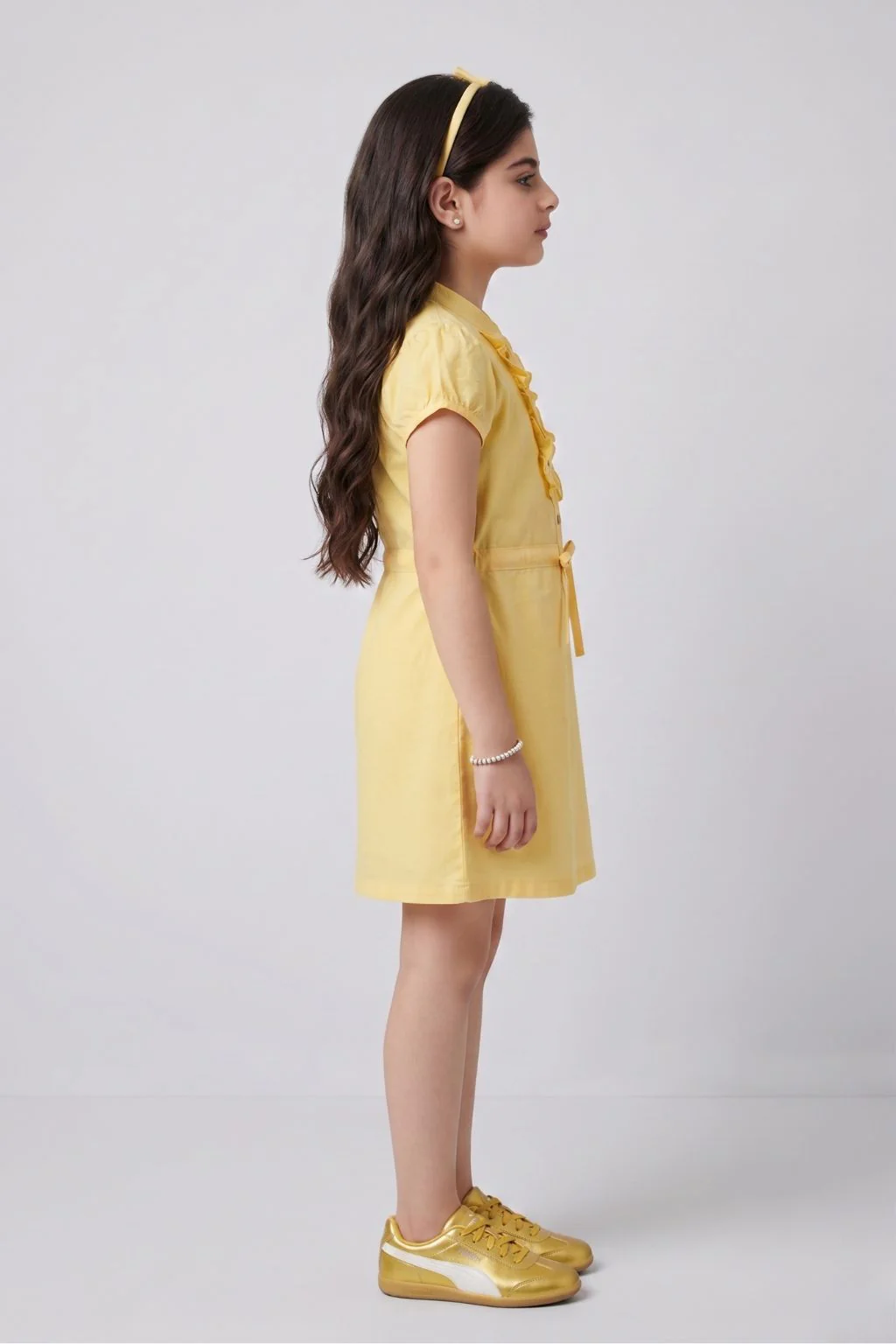 Barbie Lemon Yellow Ruffle Fit and Flare Dress BAM1283 - Image 5