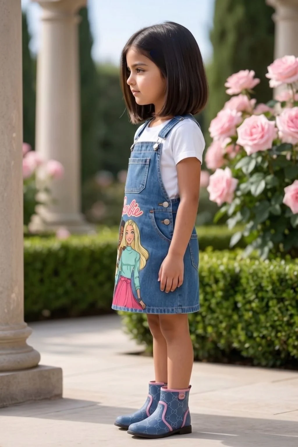 Barbie Light Blue Printed Dungaree BAD815 - Image 3