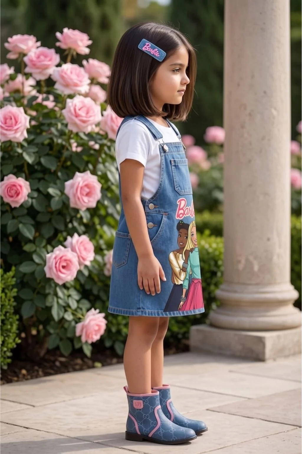 Barbie Light Blue Printed Dungaree BAD815 - Image 4
