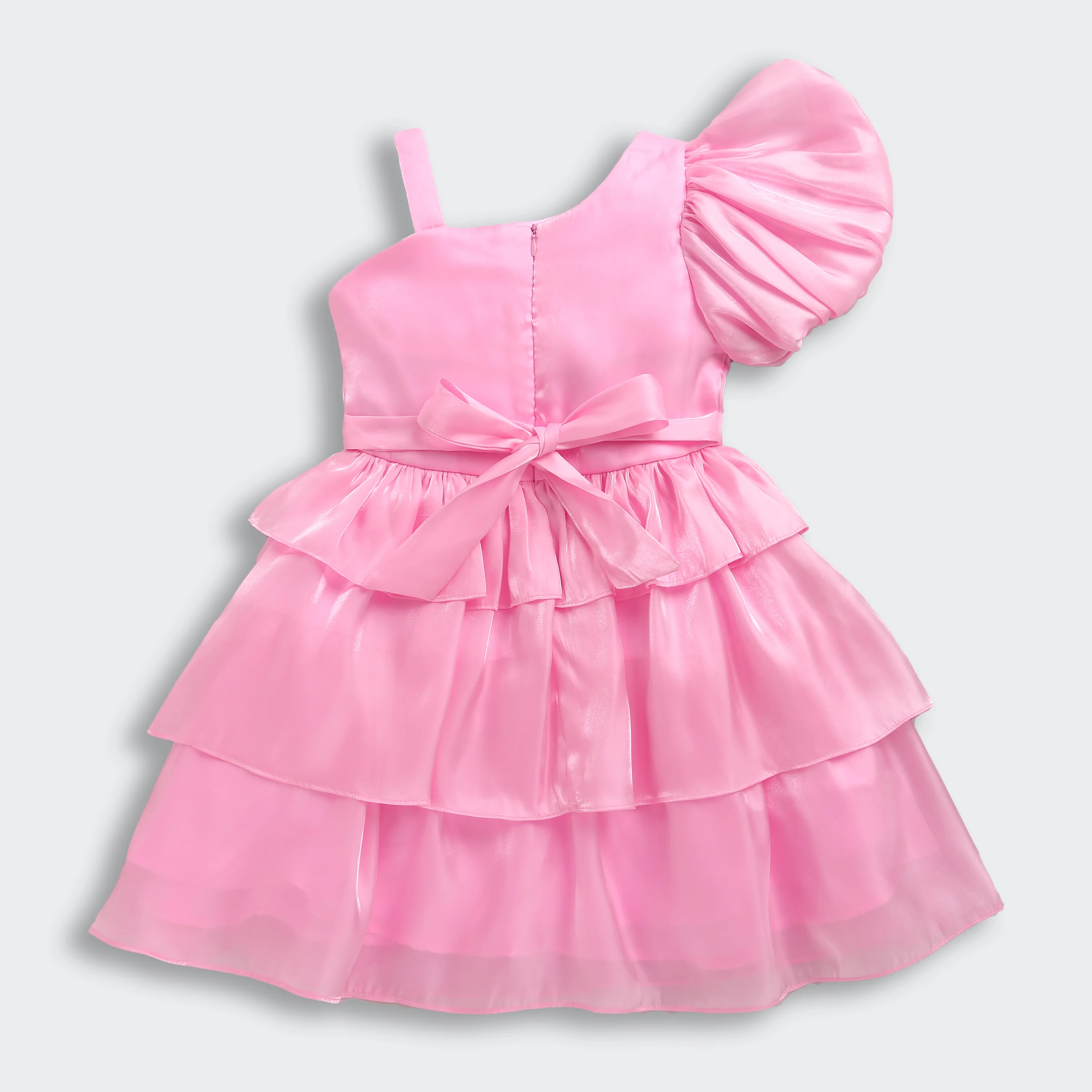Barbie Light Pink Satin Layered Party Dress BAF239 - Image 7