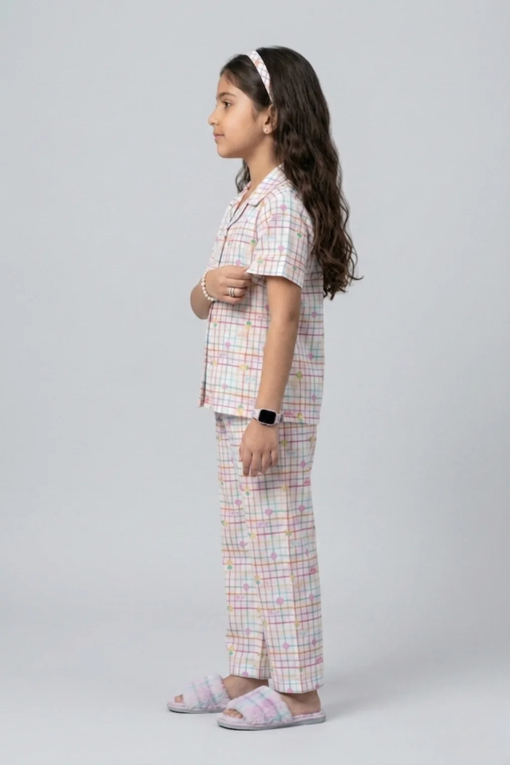 Barbie Pastel Check Print Cotton Nightsuit Set BANS0073 - Image 3