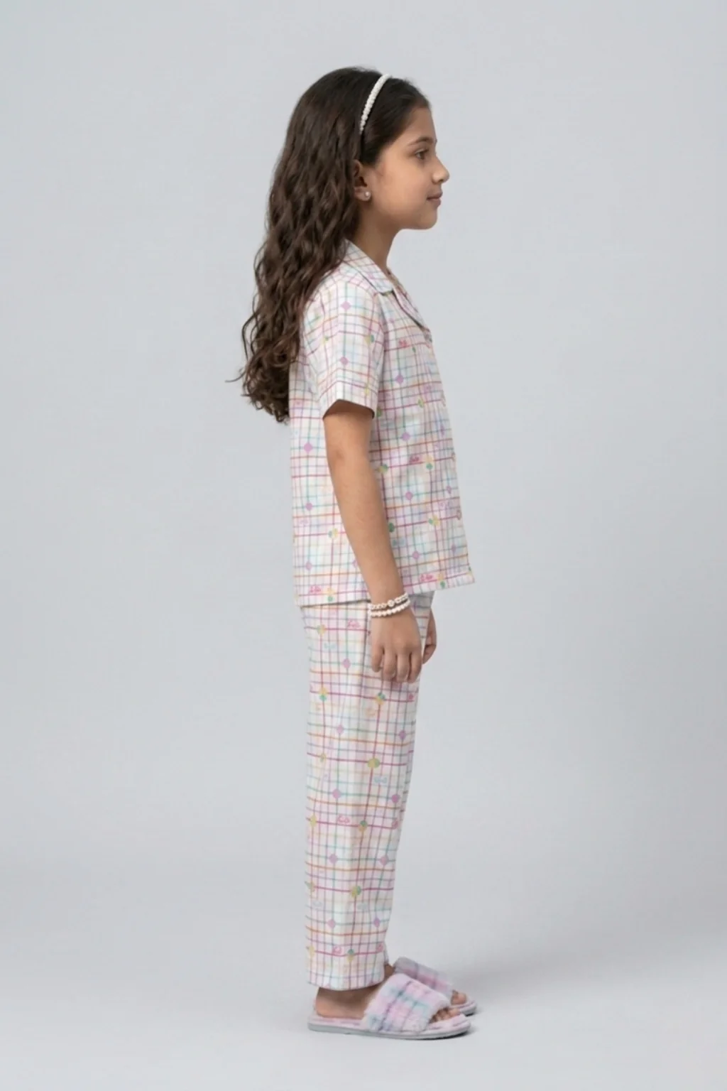 Barbie Pastel Check Print Cotton Nightsuit Set BANS0073 - Image 4