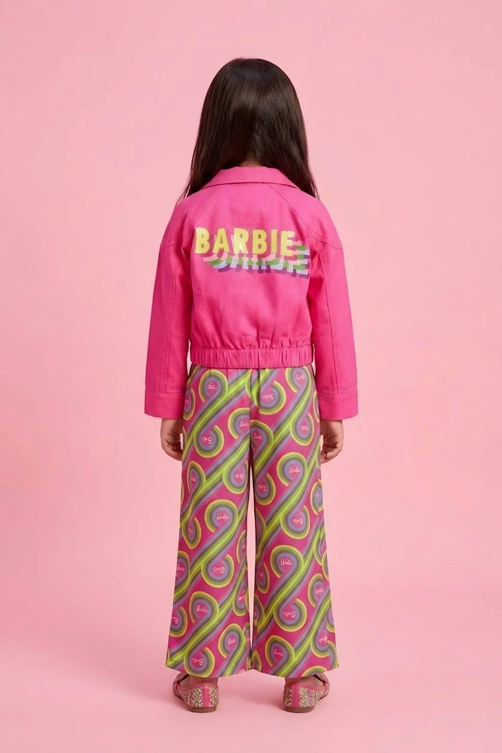 Barbie Pink Printed Cotton Casual Co Ord Set BASET352 - Image 2
