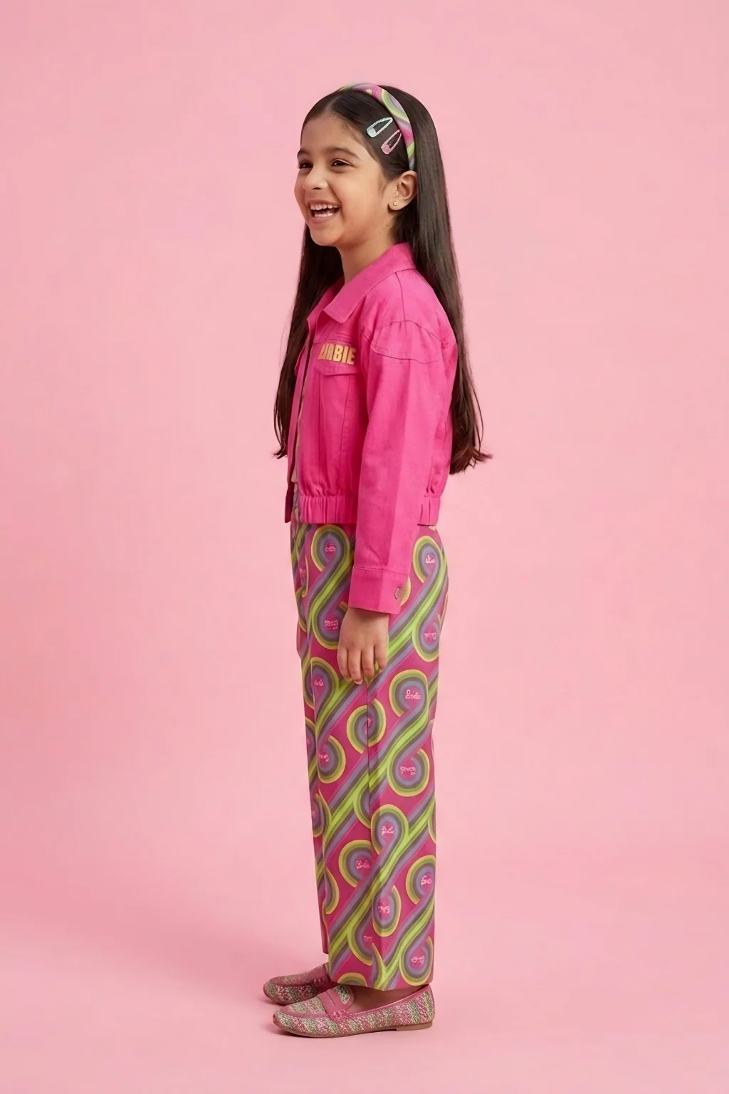 Barbie Pink Printed Cotton Casual Co Ord Set BASET352 - Image 4
