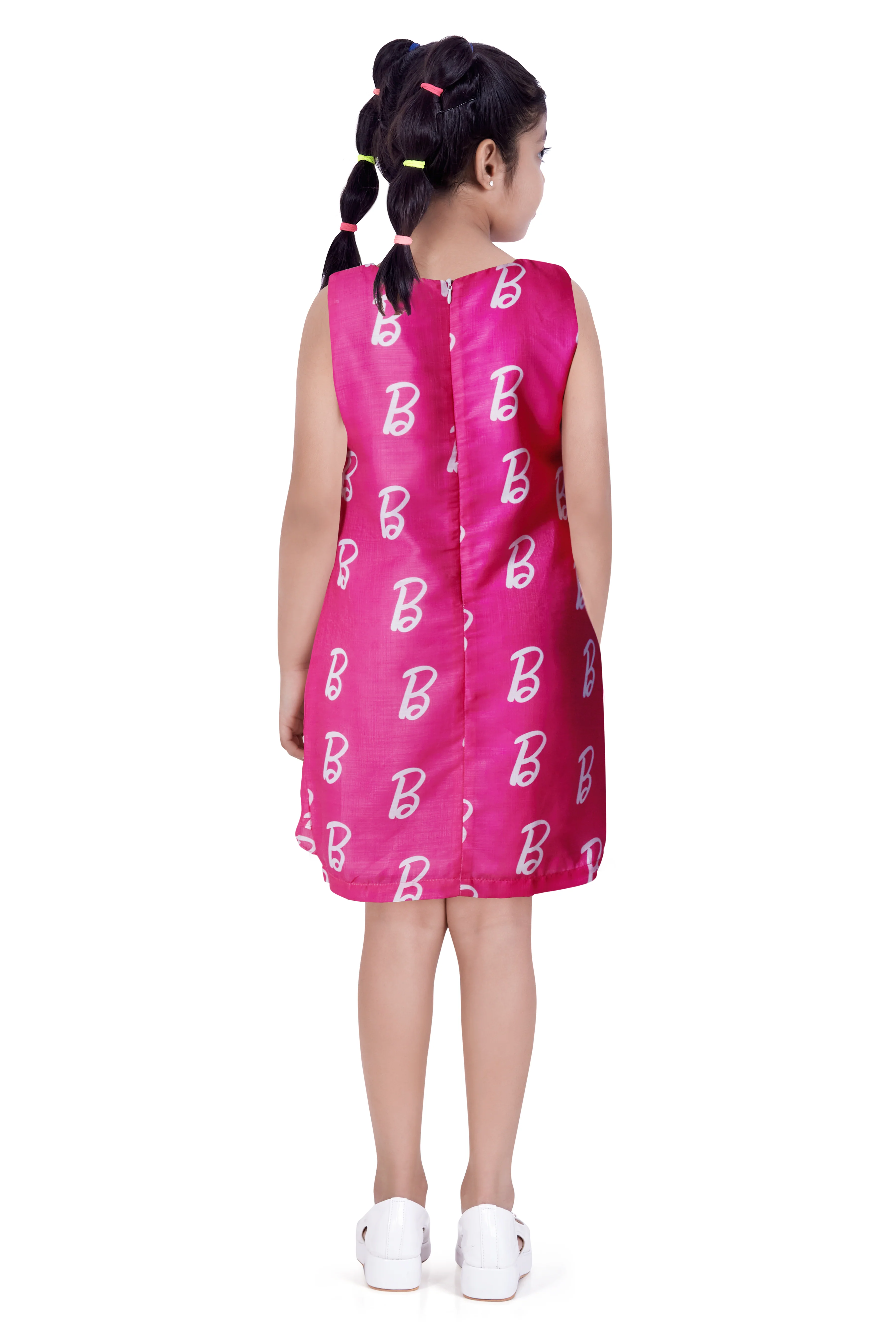 Barbie Pink Ruffle Hem Logo Print Dress BAM1192 - Image 8
