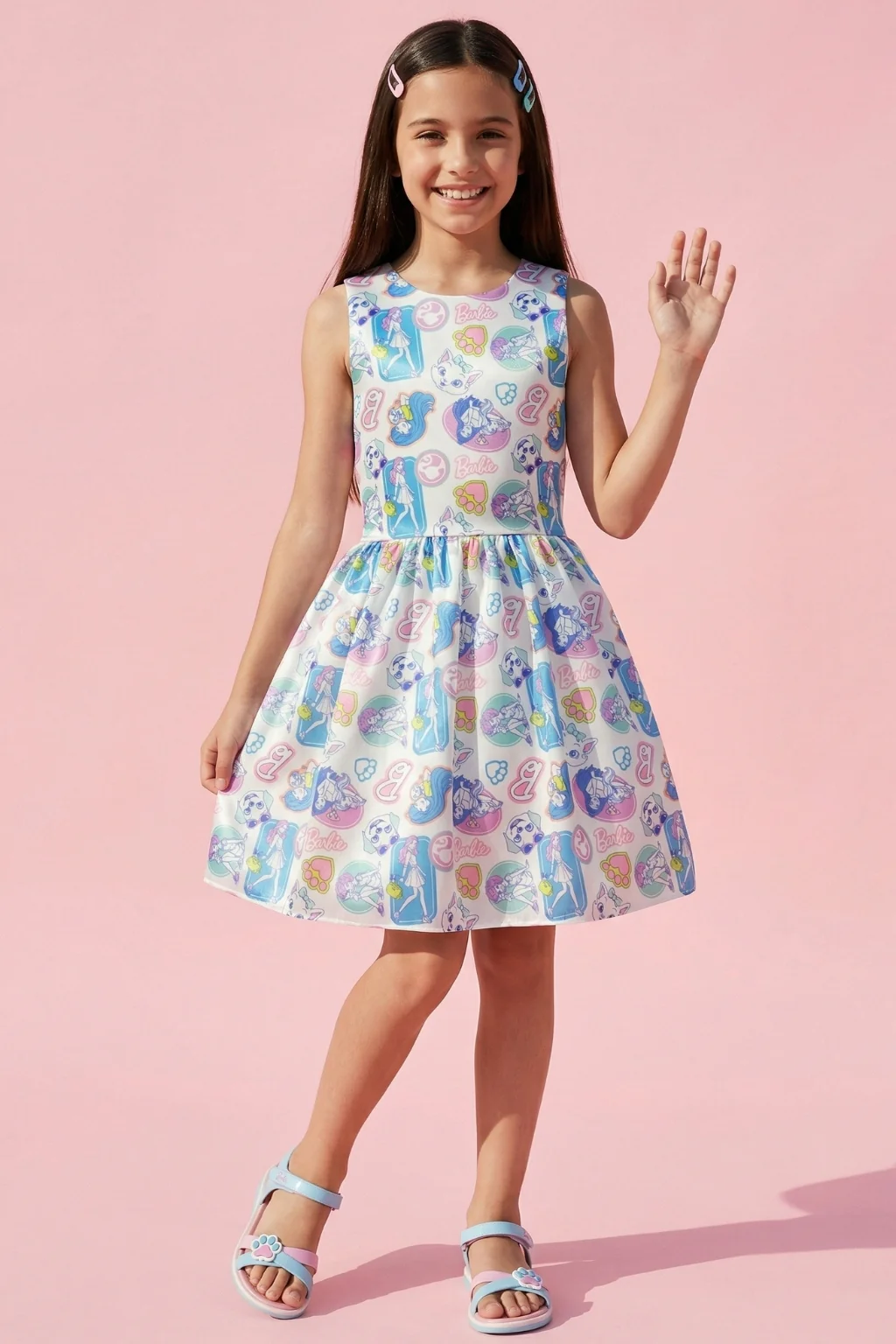 Barbie Pop Print Fit & Flare Dress BAF234