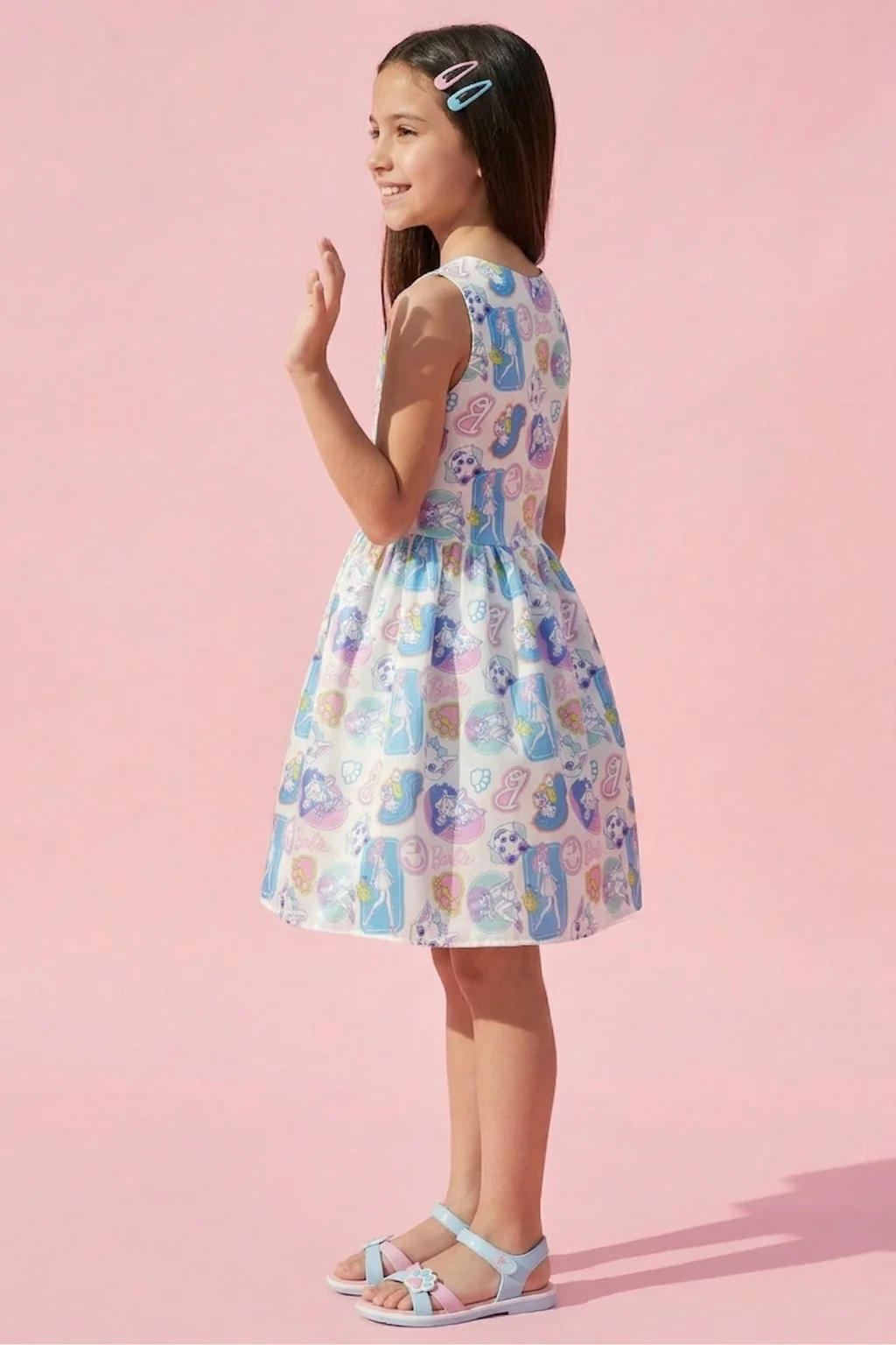 Barbie Pop Print Fit & Flare Dress BAF234 - Image 3