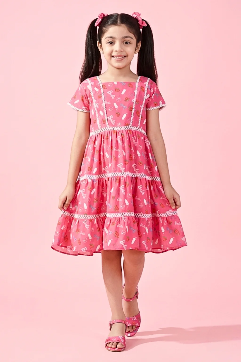 Barbie Printed Square Neck Midi Dress BAM1188