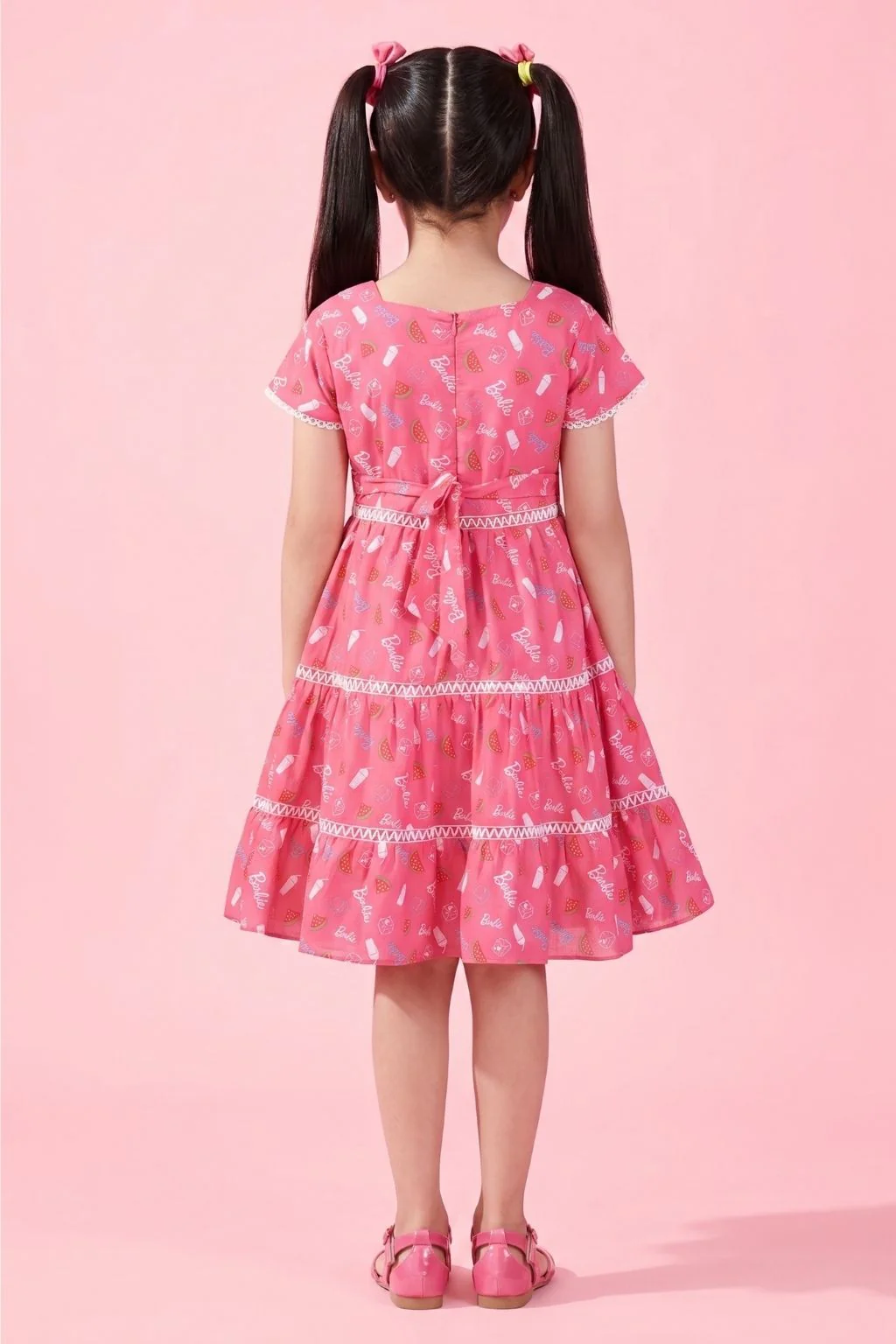 Barbie Printed Square Neck Midi Dress BAM1188 - Image 2