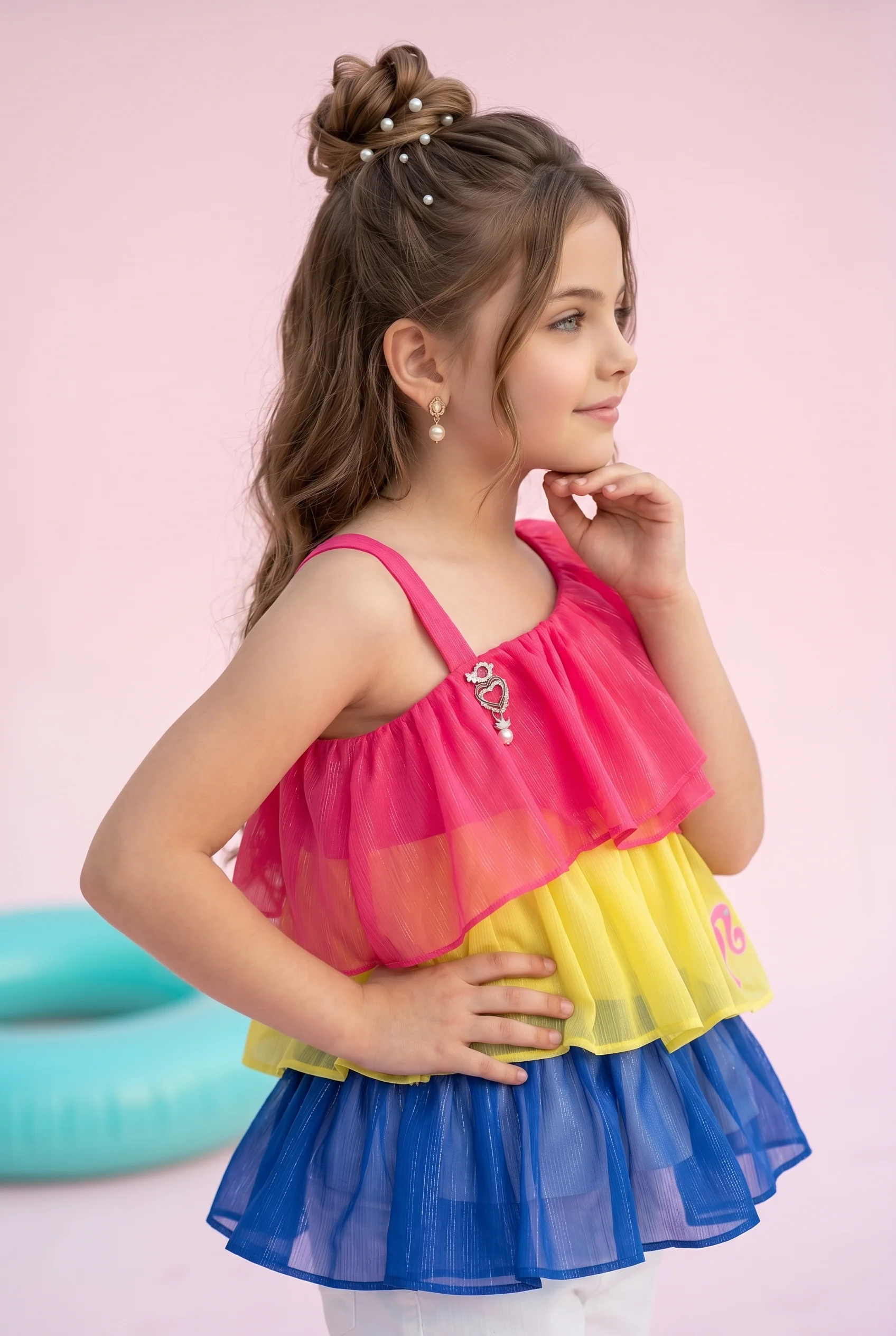 Barbie Rainbow Tiered One-Shoulder Top BATP2012 - Image 4