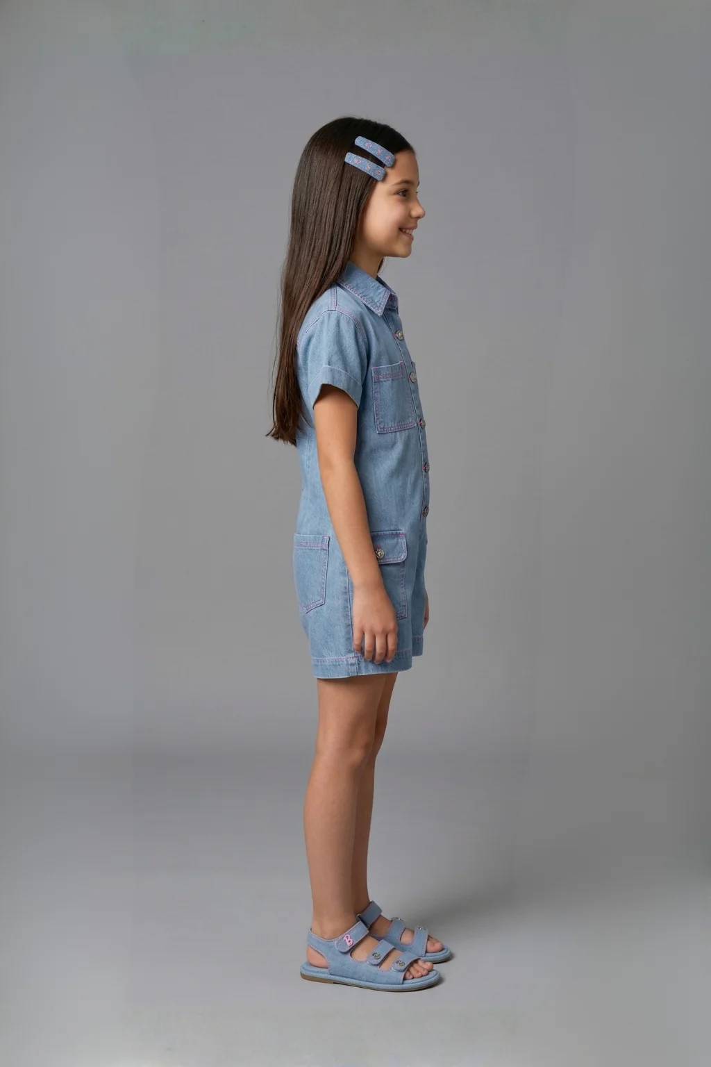 Barbie Short Sleeve Blue Denim Playsuit BAJP112 - Image 4