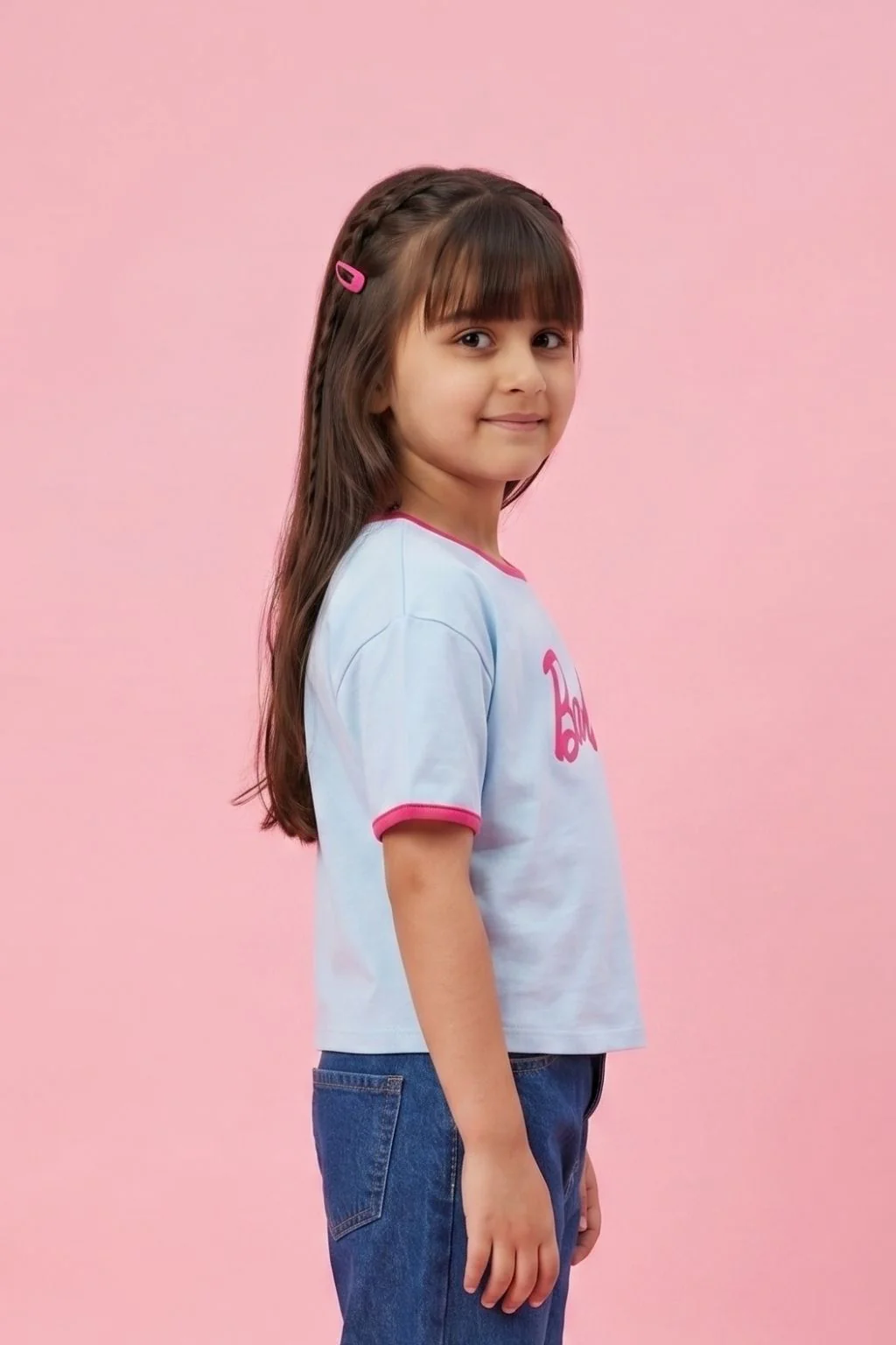 Barbie Soft Powder Blue Logo T-Shirt BATP2092 - Image 4