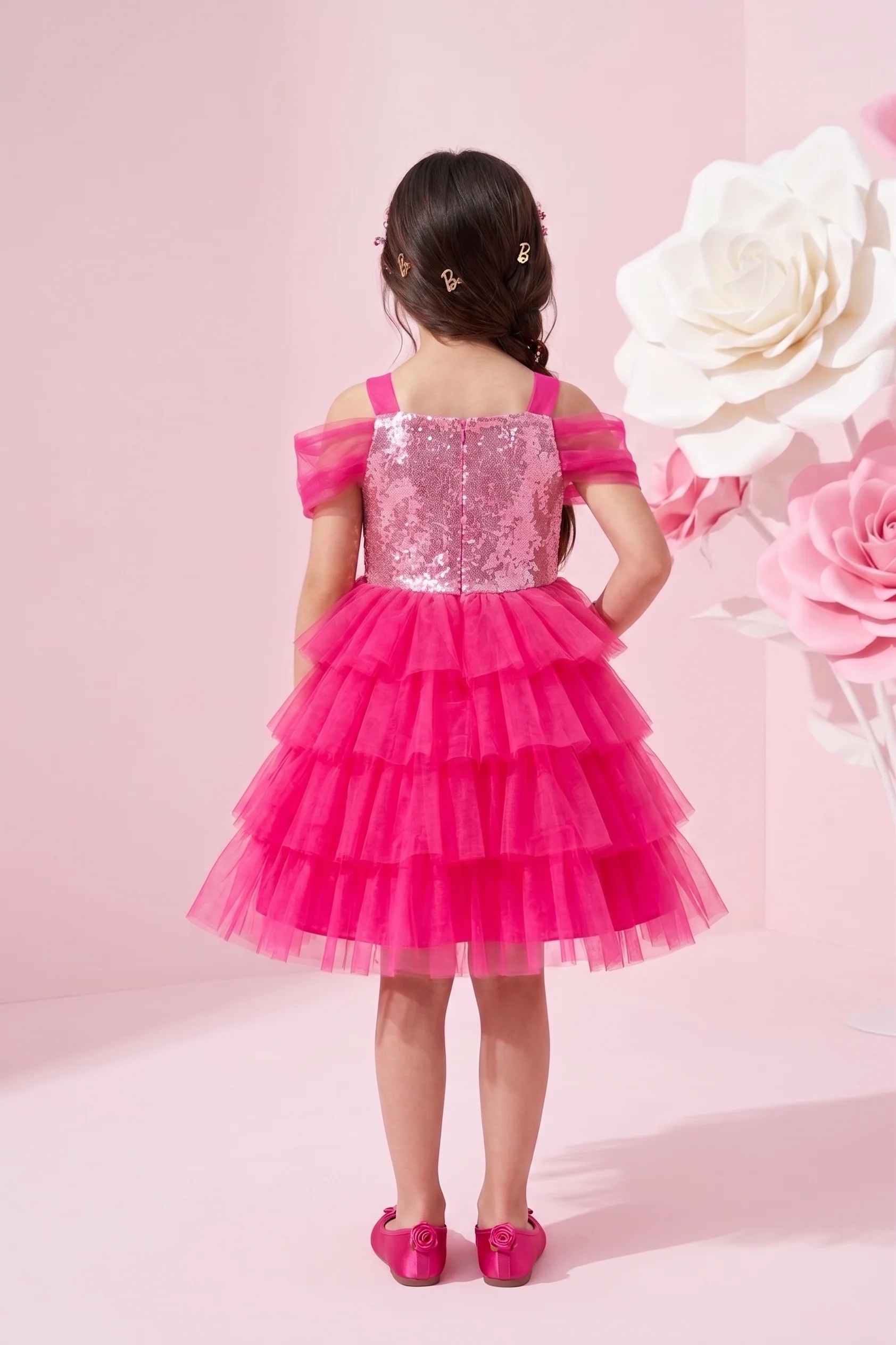 Barbie Spaghetti Neck Sequin Mid-Waist Frock BAF218 - Image 2