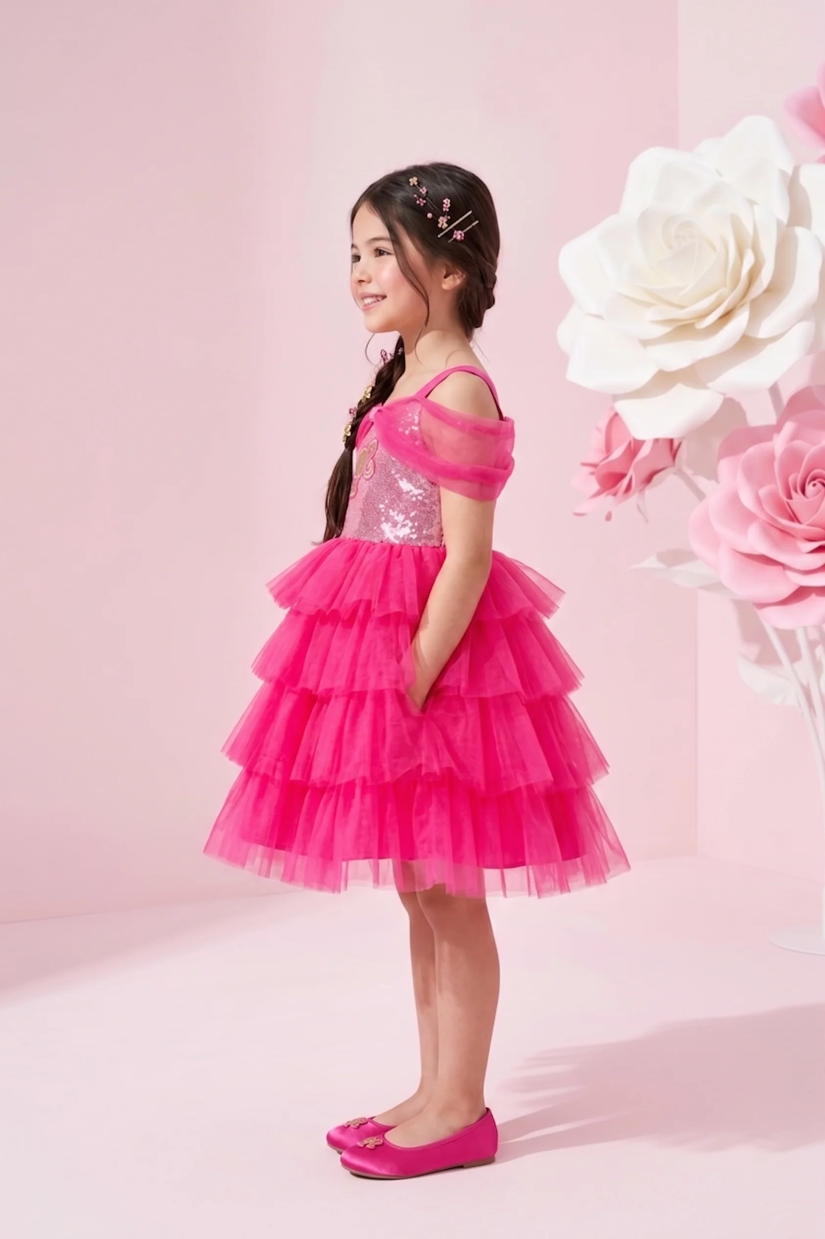 Barbie Spaghetti Neck Sequin Mid-Waist Frock BAF218 - Image 3
