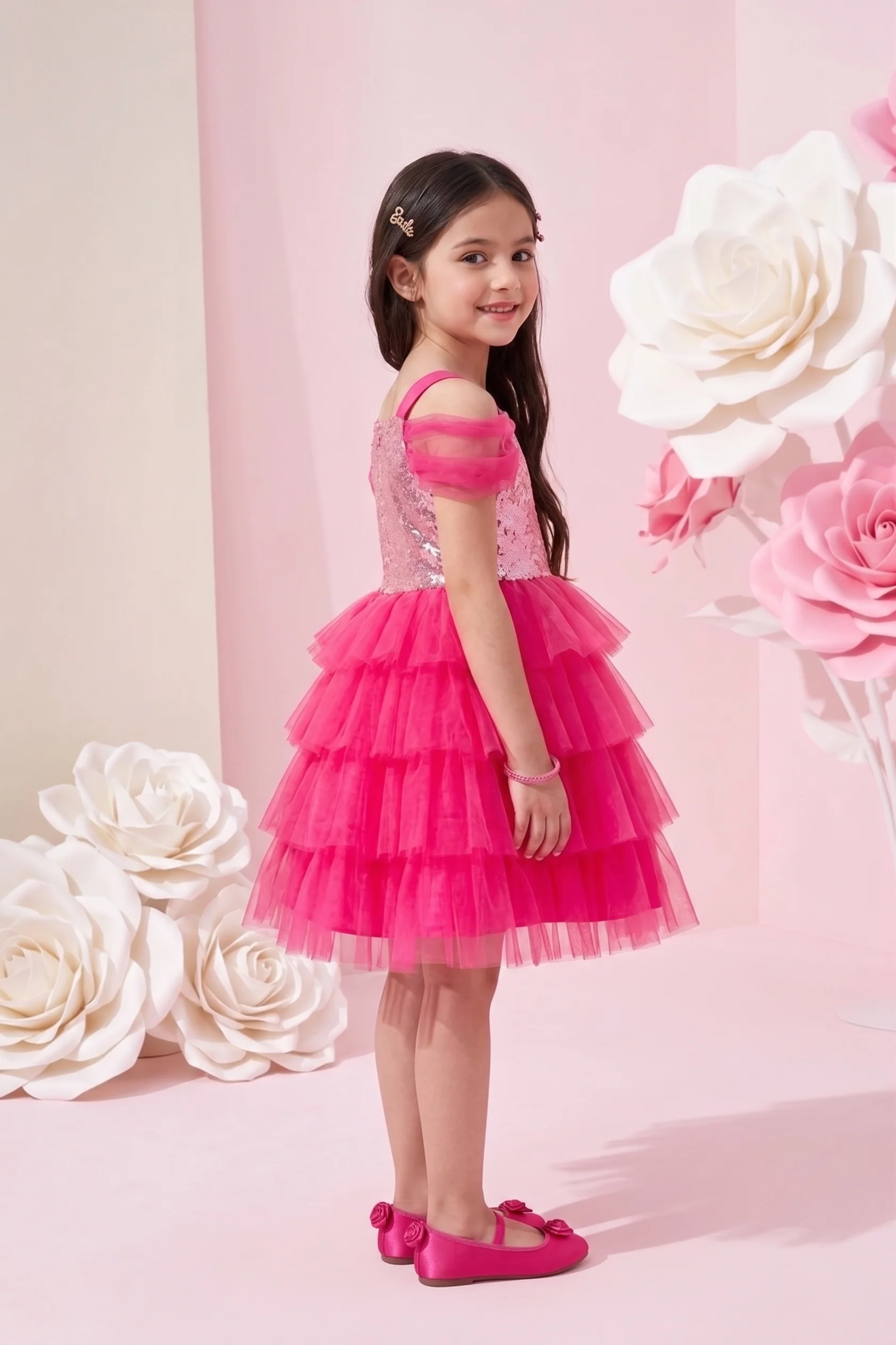 Barbie Spaghetti Neck Sequin Mid-Waist Frock BAF218 - Image 4